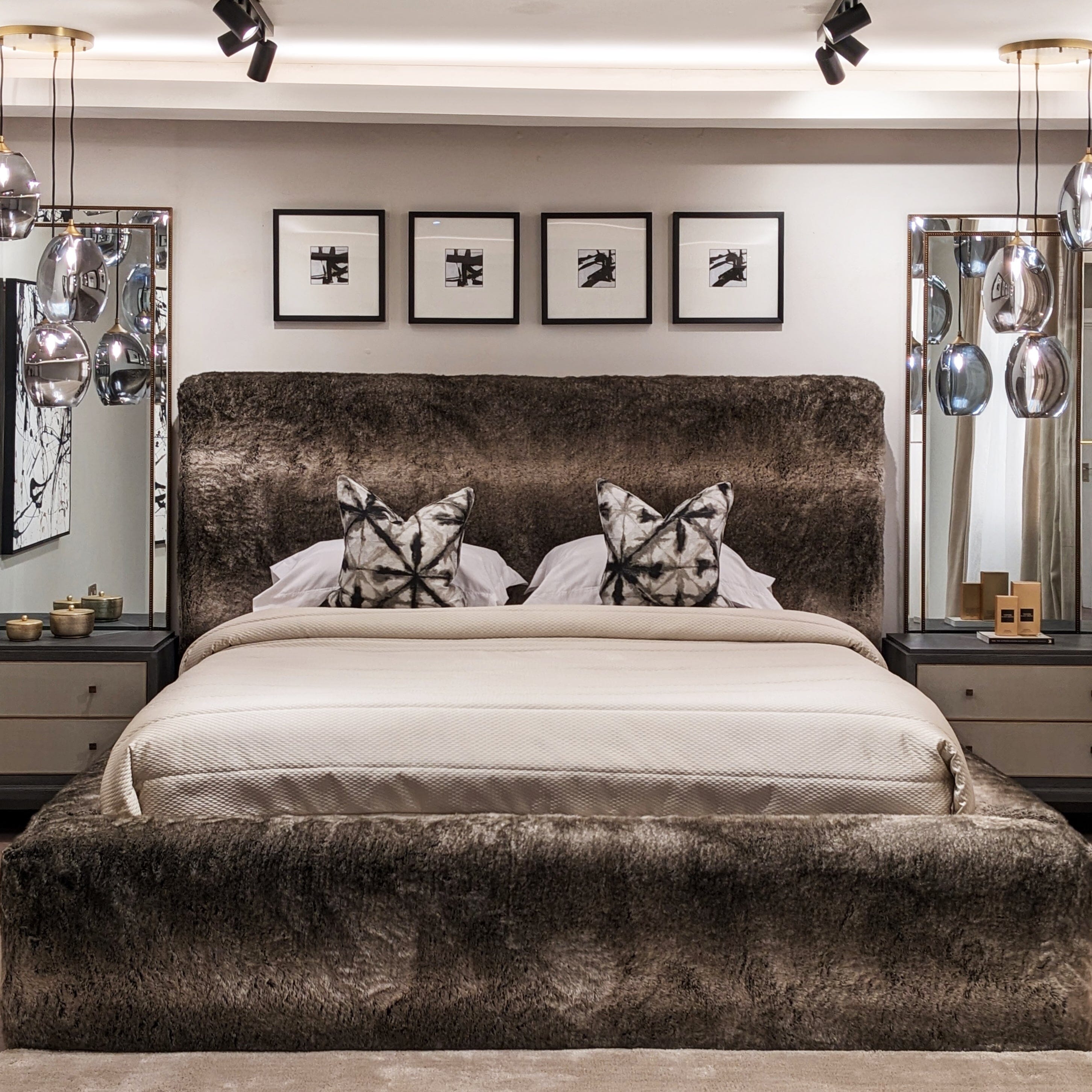 Arctic Wolf Luxury Chunky Faux Fur Bed Made to Order Bed