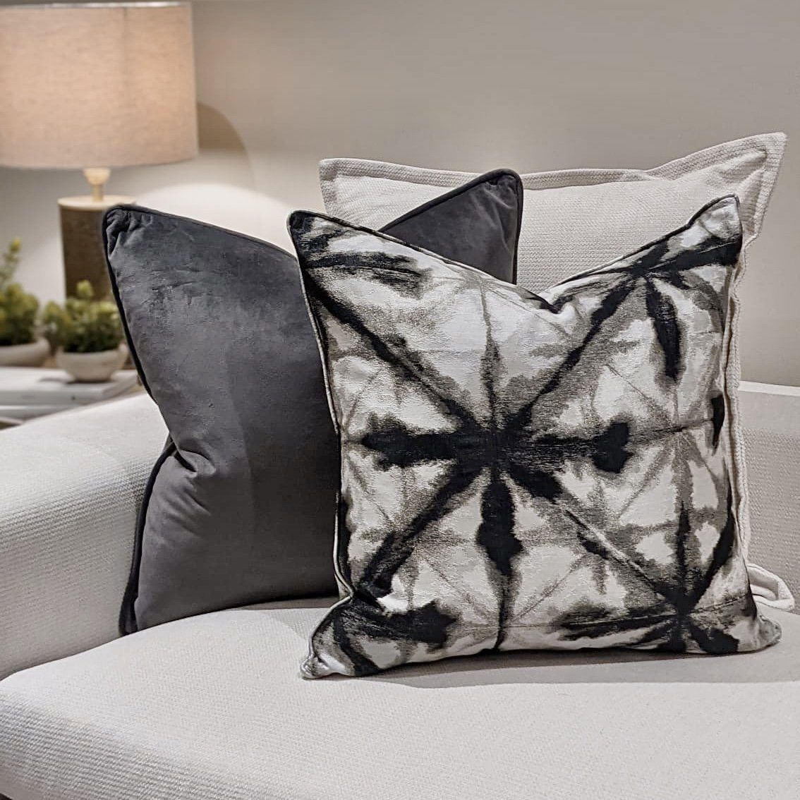 Arizona Black & Grey Print Cushion - 50 x 50cm Cushion