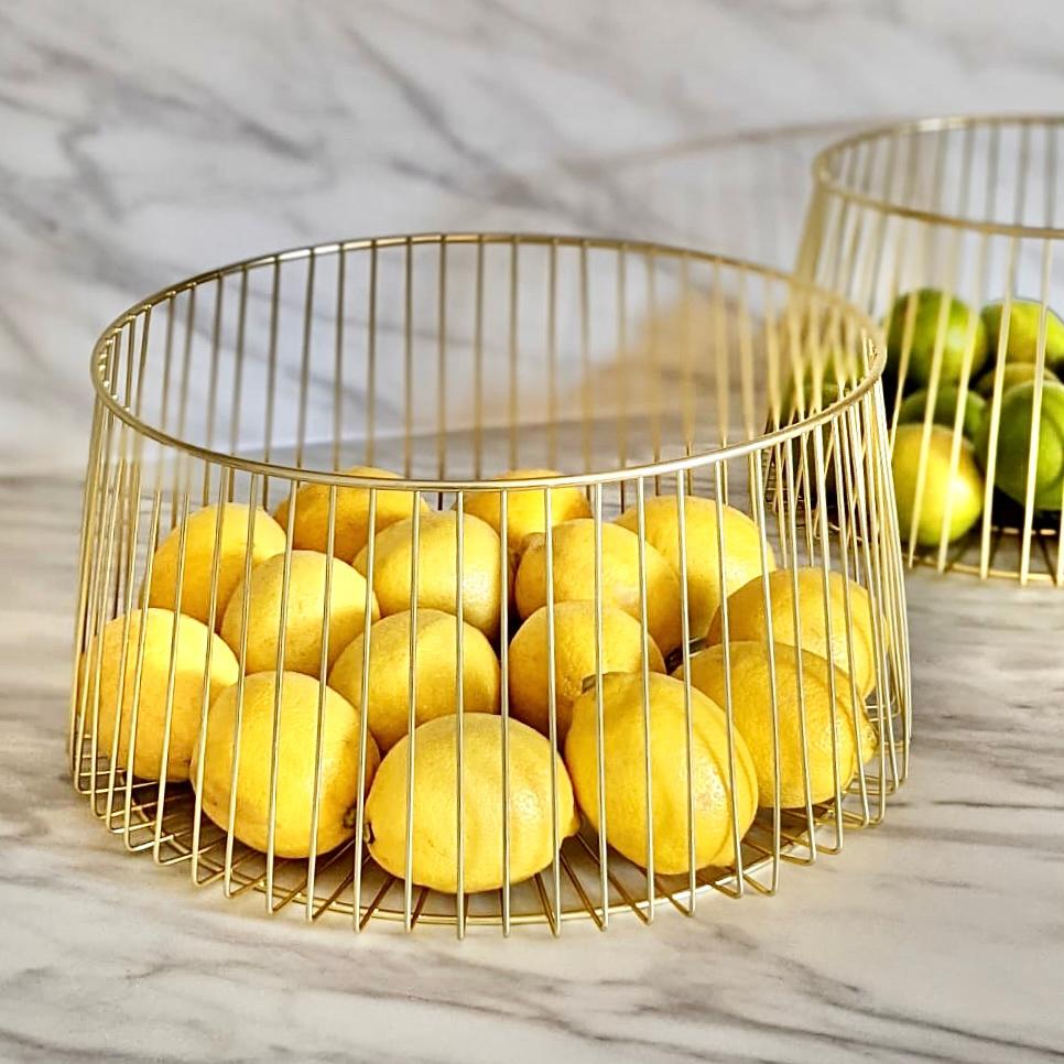 Aubree Matte Gold Large Wire Bowl Accessories