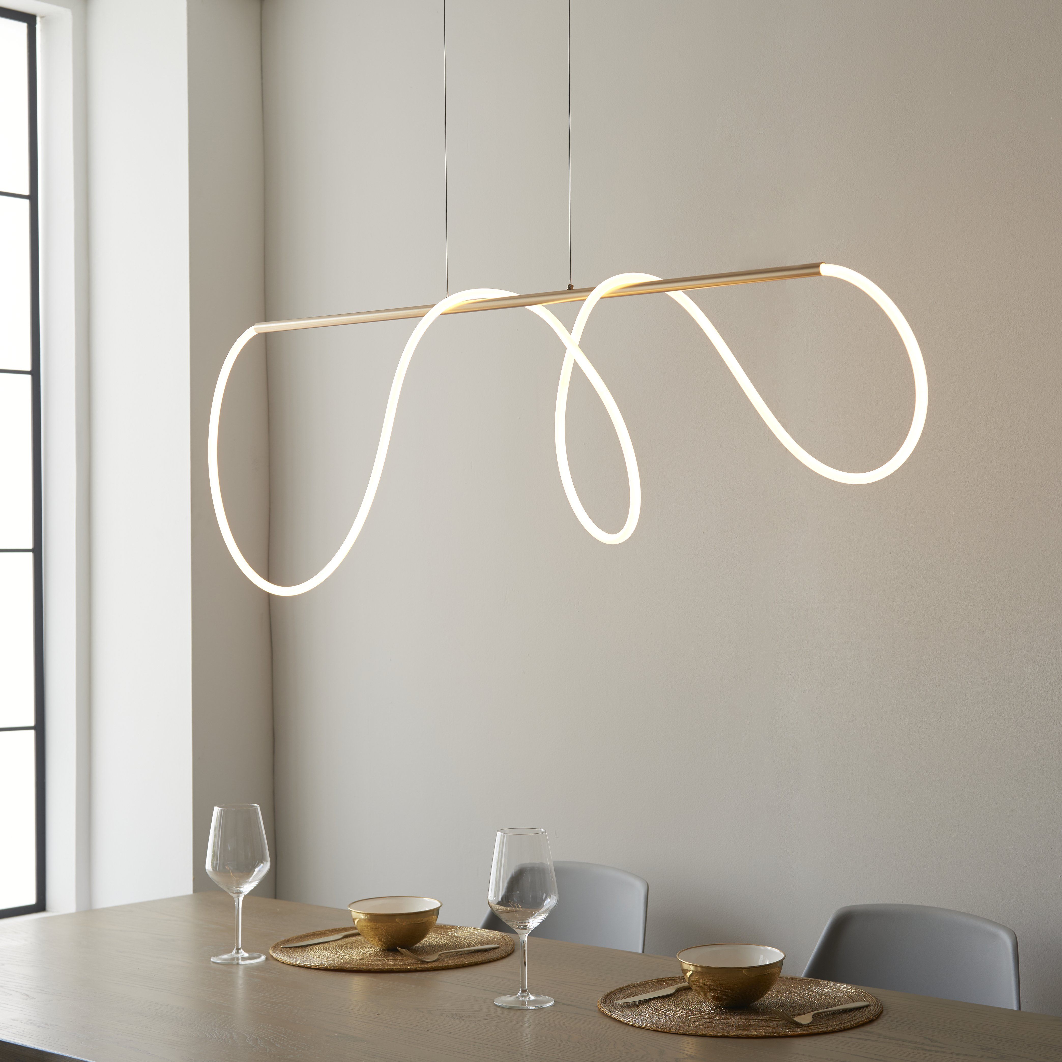 Azariah Gold Abstract Linear Pendant Ceiling Light Lighting