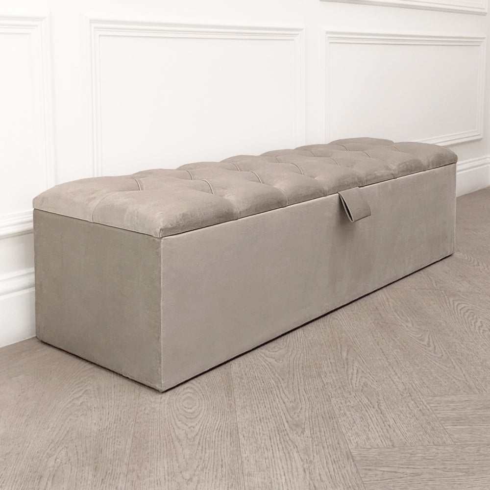 Belvoir Pebble Buttoned Ottoman Box Furniture