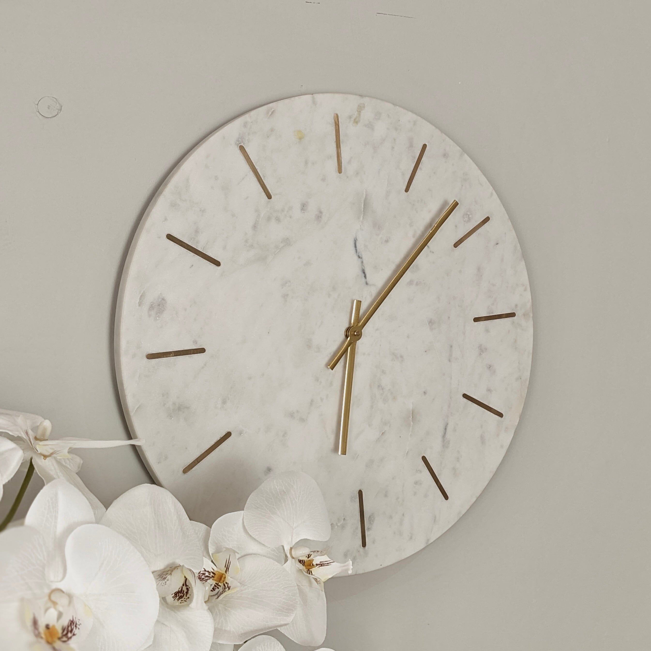 Brynlee Marble & Gold Round Wall Clock Accessories