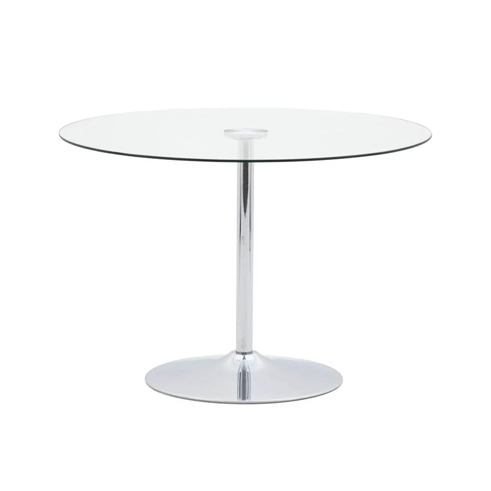 Canterbury Clear Glass & Silver Round Dining Table Table