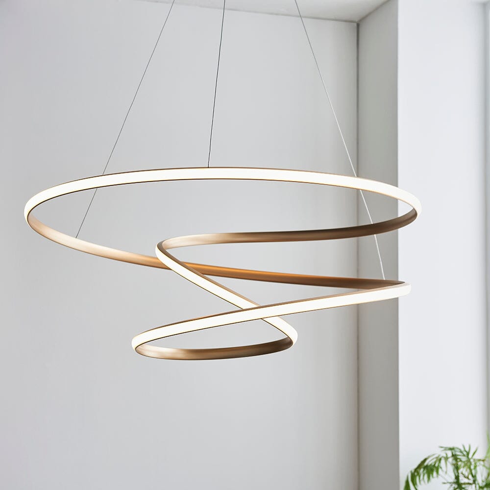 Charlene Large Gold Spiral Pendant Ceiling Light Lighting