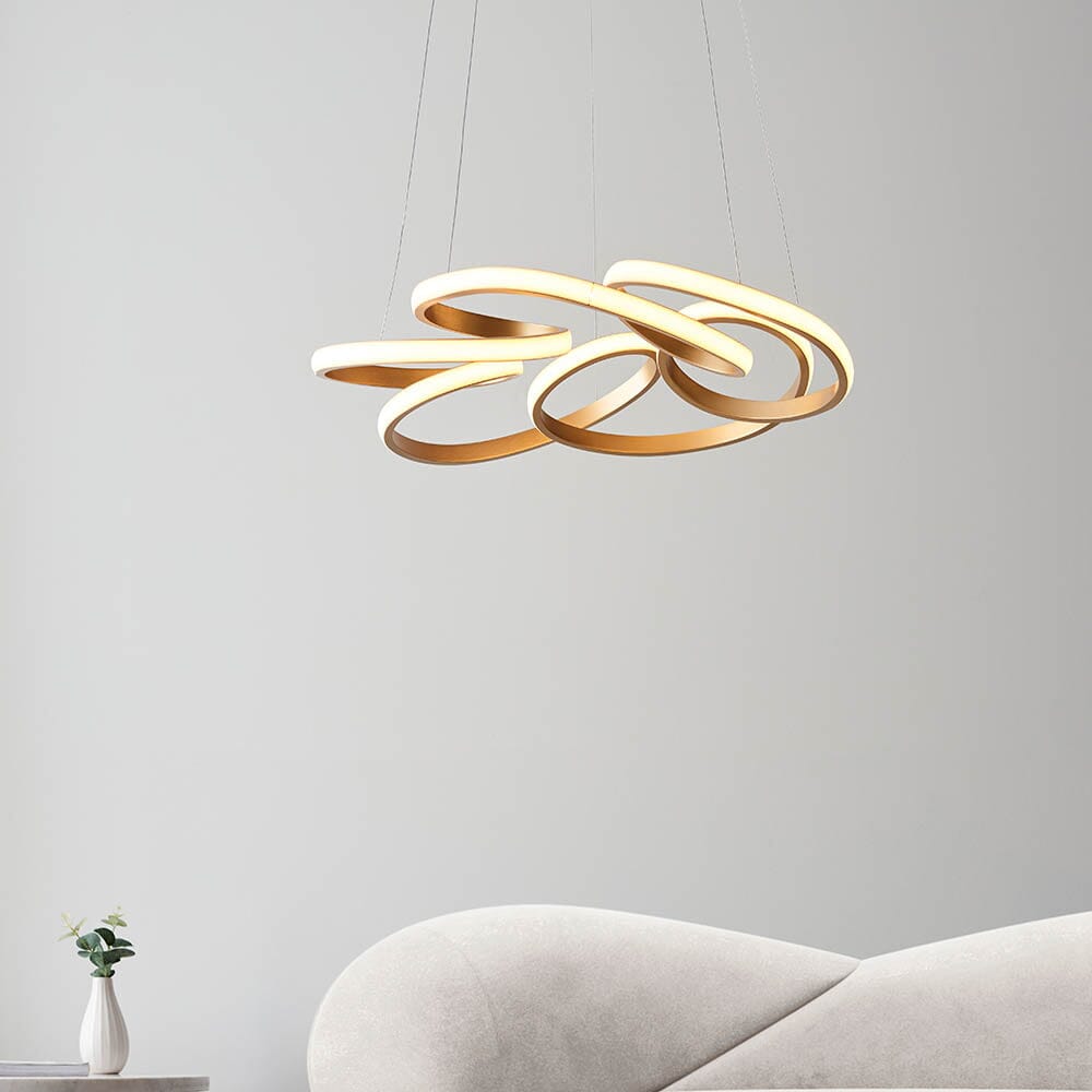 Demure Gold Satin Spiral LED Pendant Ceiling Light Lighting