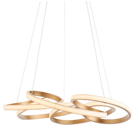 Demure Gold Satin Spiral LED Pendant Ceiling Light Lighting