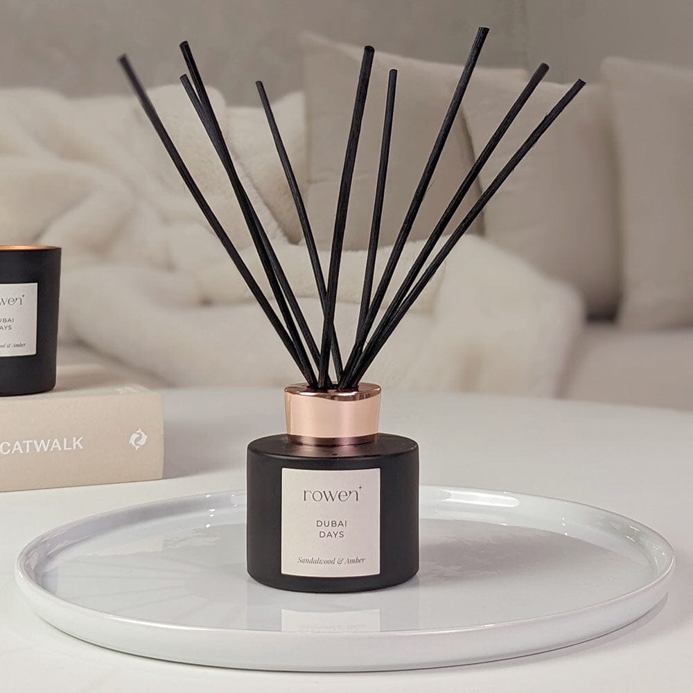Dubai Days Black & Rose Gold Reed Diffuser - Sandalwood & Amber Fragrance
