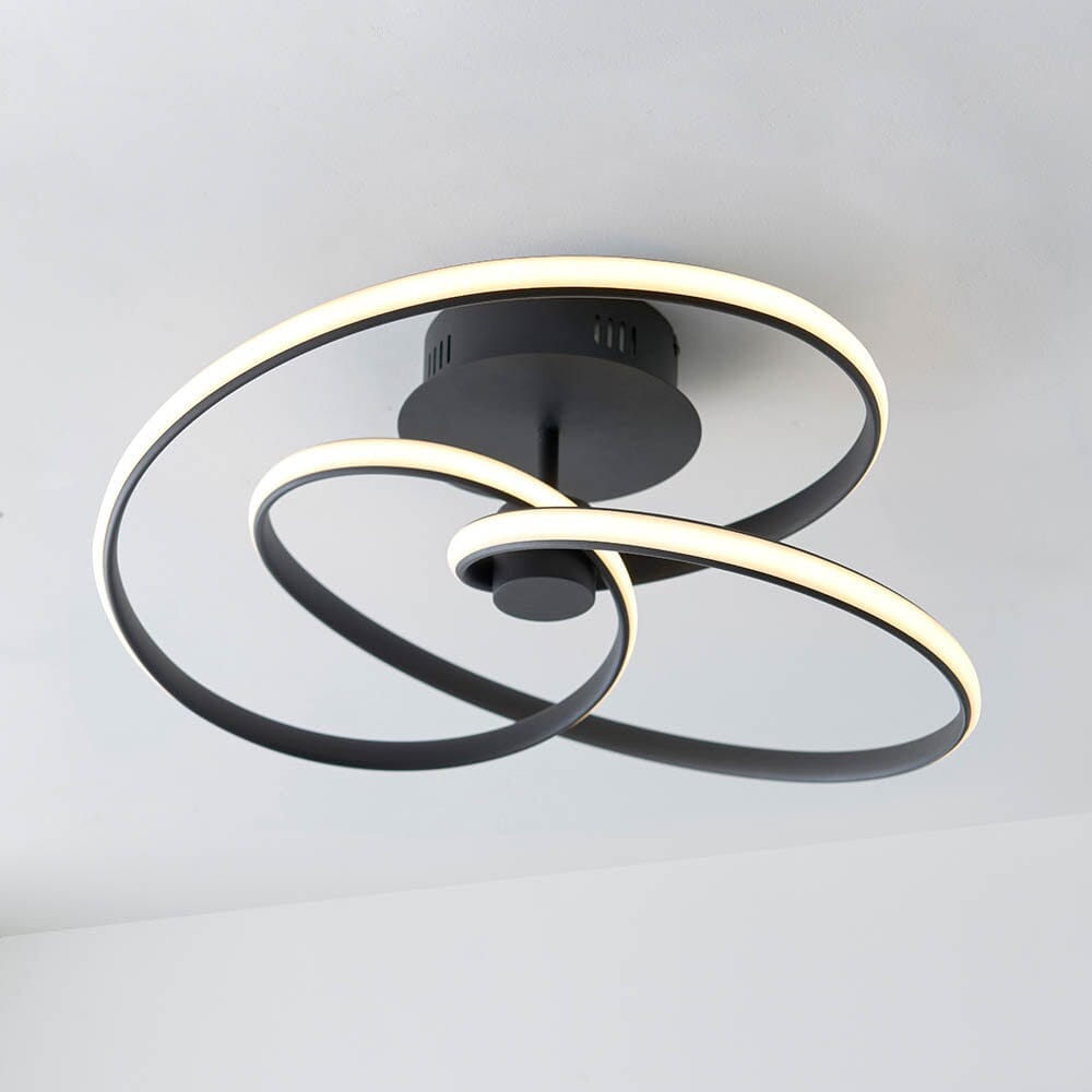 Ellipse Black LED Semi Flush Ceiling Light Lighting