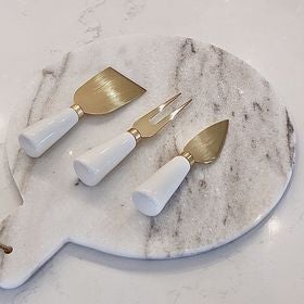 Espy White Marble Round Paddle Board Kitchen