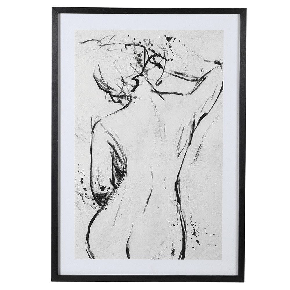 Female Pose Framed Cream & Black Wall Art - 85 x 60cm Art