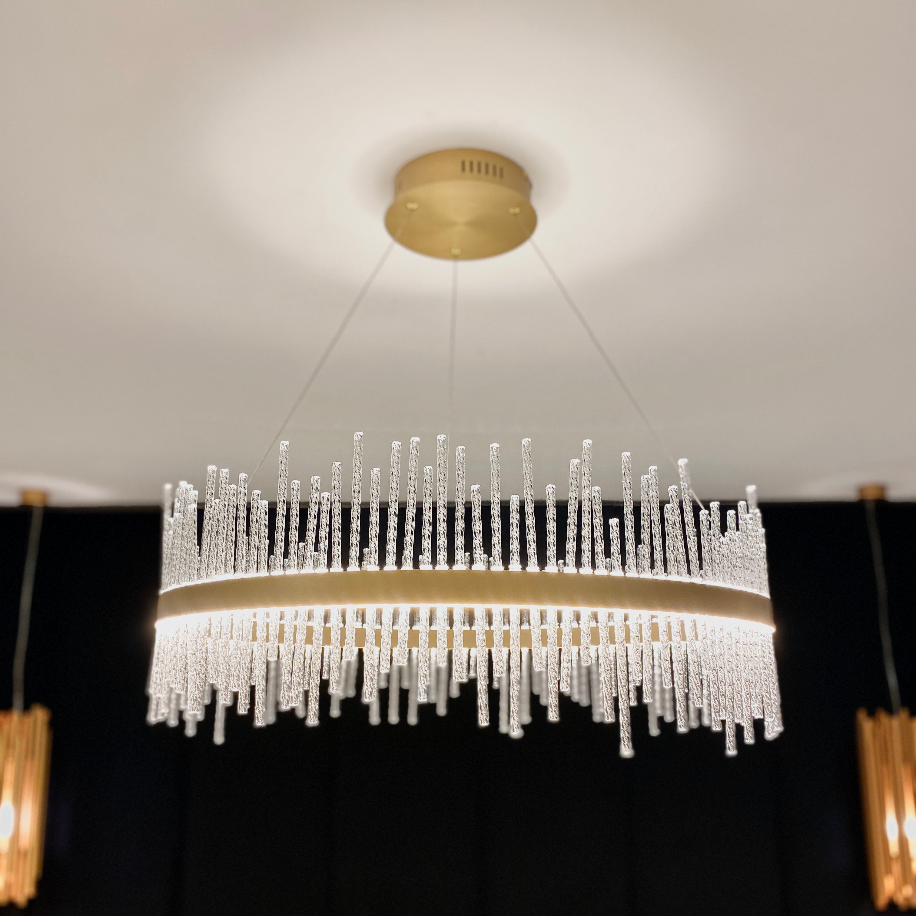 Gigi Glass Rod Gold Pendant Ceiling Light Lighting