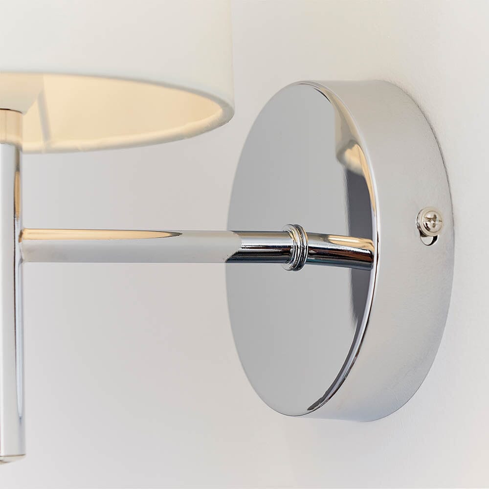 Hadleigh Silver Wall Light with Ivory Faux Silk Shade Lighting