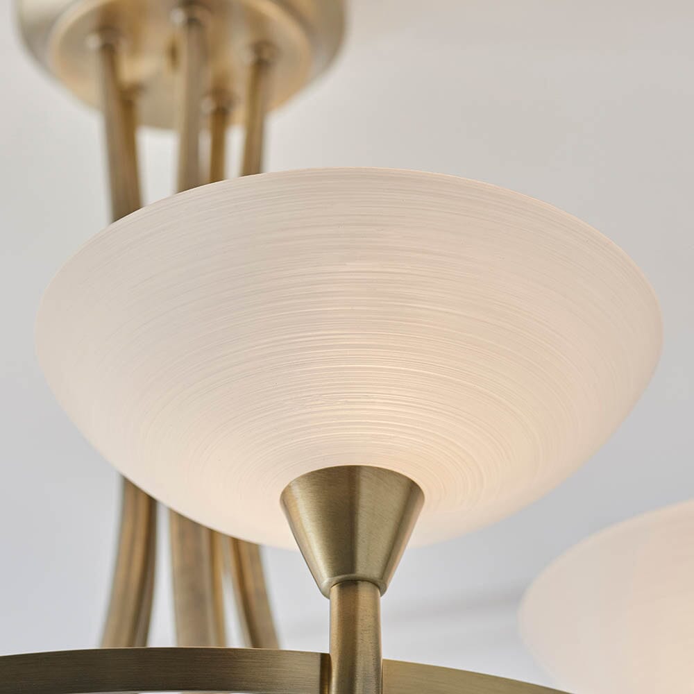 Harrogate Antique Brass 5 Light Semi Flush Ceiling Light Lighting