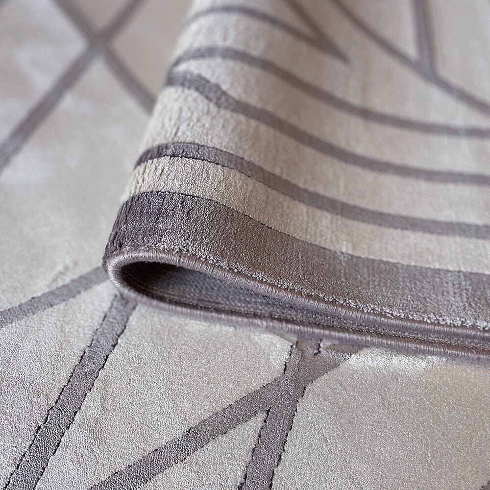 Hartley Taupe & Warm Grey Geometric Patterned Rug Textiles
