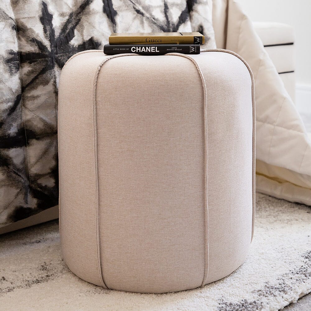 Iris Oatmeal Exposed Seam Stool Sofa