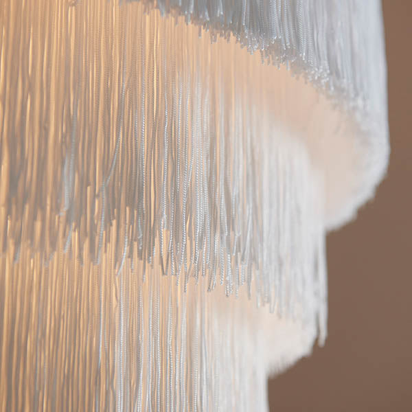 Jessamine Gold & White Fringed Pendant Ceiling Light Lighting