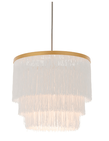 Jessamine Gold & White Medium Fringed Pendant Ceiling Light Lighting