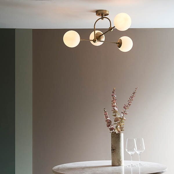 Juniper Semi Flush Antique Brass Ceiling Light Lighting