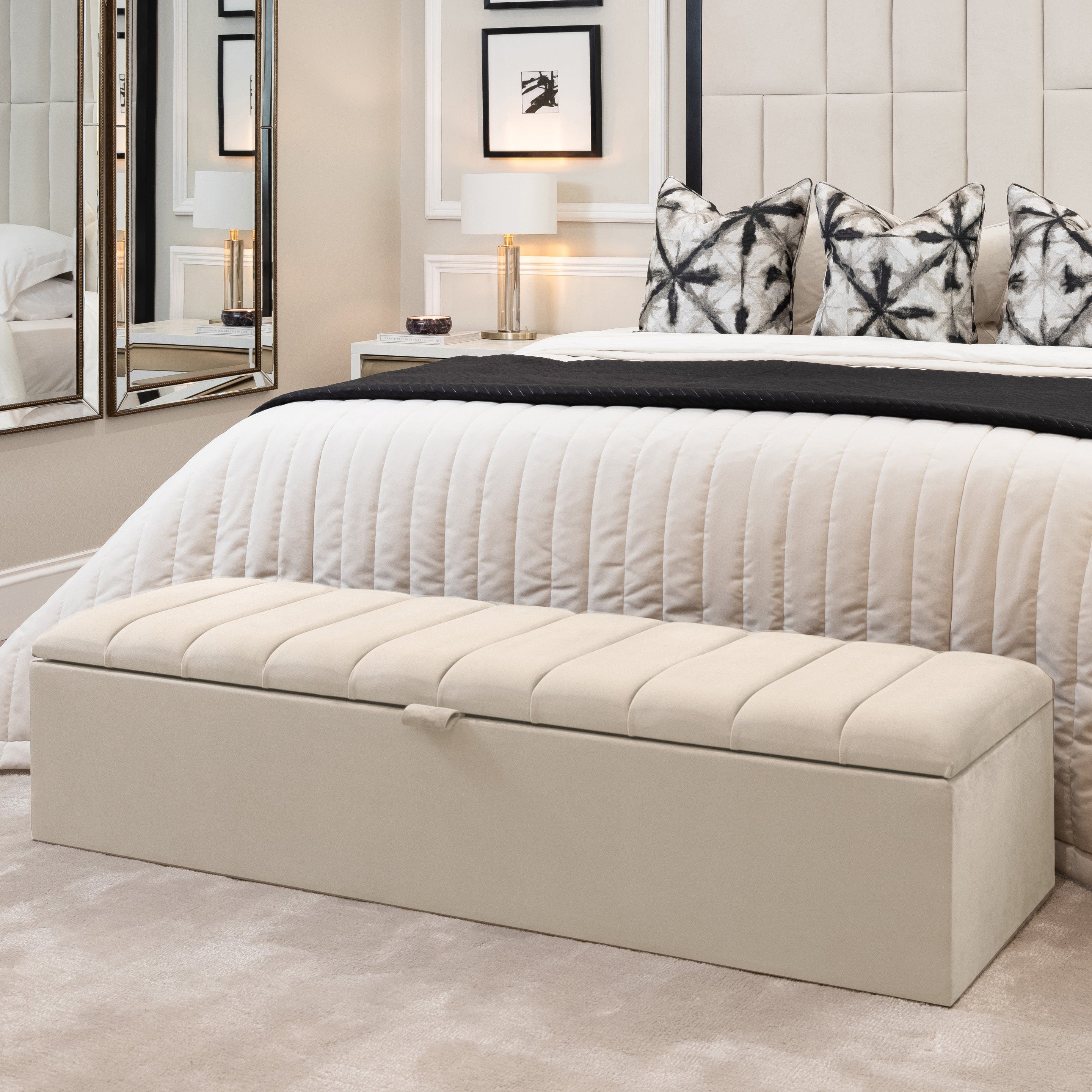Kensington Cream Panelled Ottoman Box Furniture