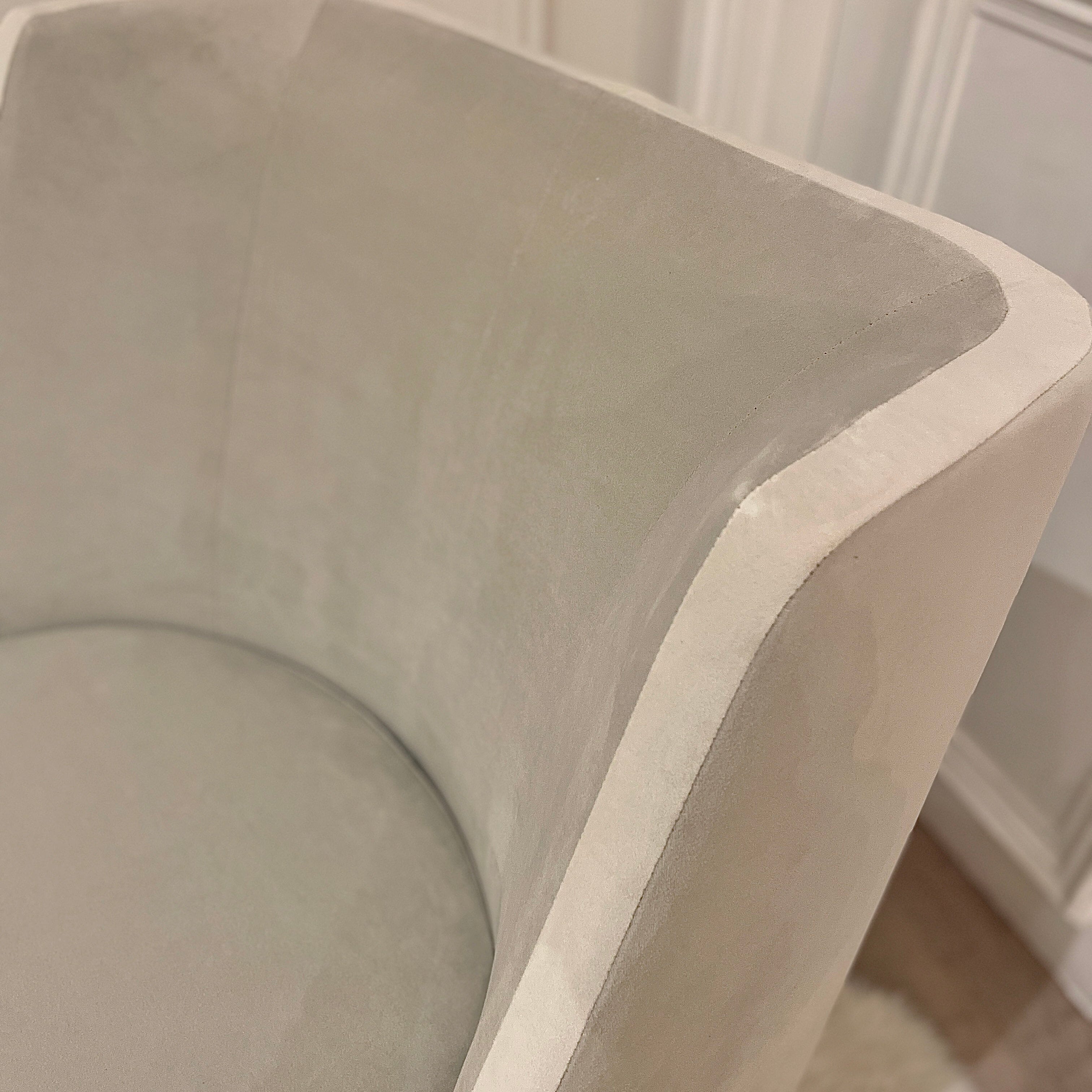 Knightsbridge Smoke Grey Velvet Accent Chair With Cream Piping MTO Sofa