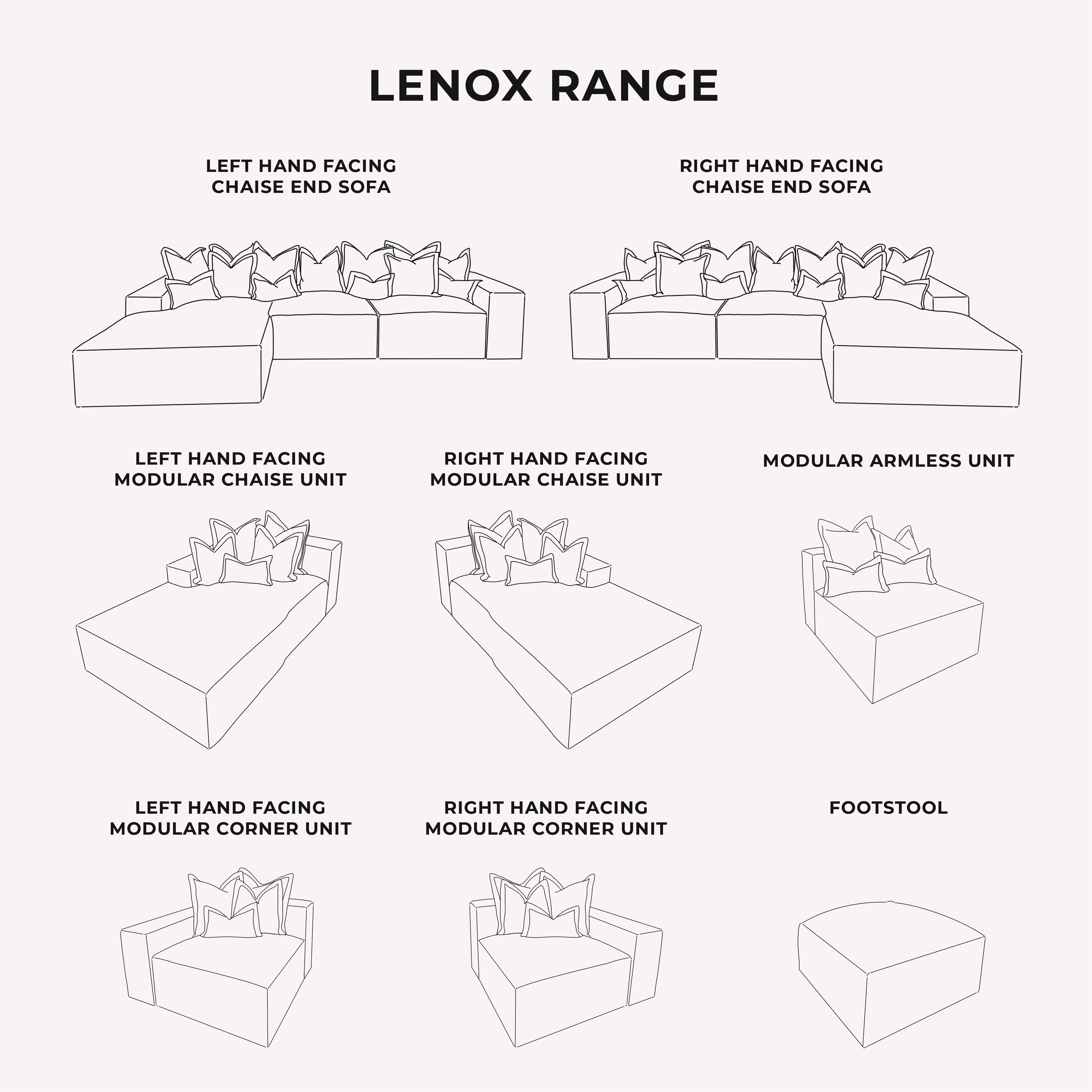 Lenox Shadow Grey Velvet Pillow Back Sofa Range Made to Order Sofa