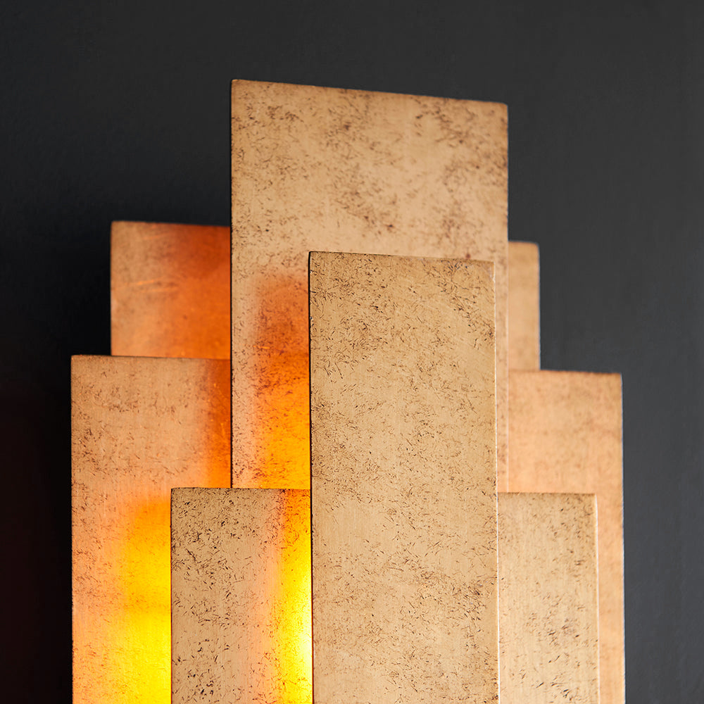 Leora Rectangular Gold Panel Wall Light Lighting