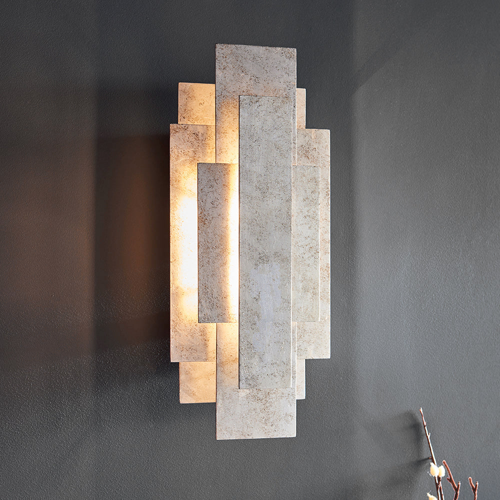 Leora Rectangular Silver Panel Wall Light Lighting