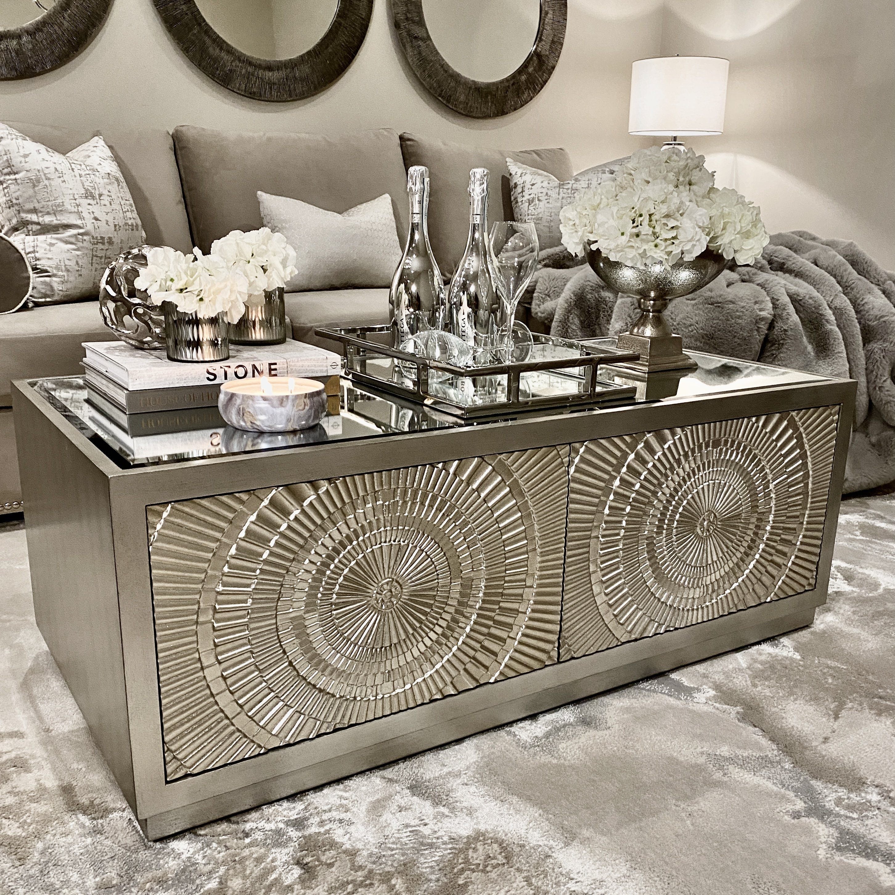 Leverette Silver 2 Drawer Coffee Table Furniture