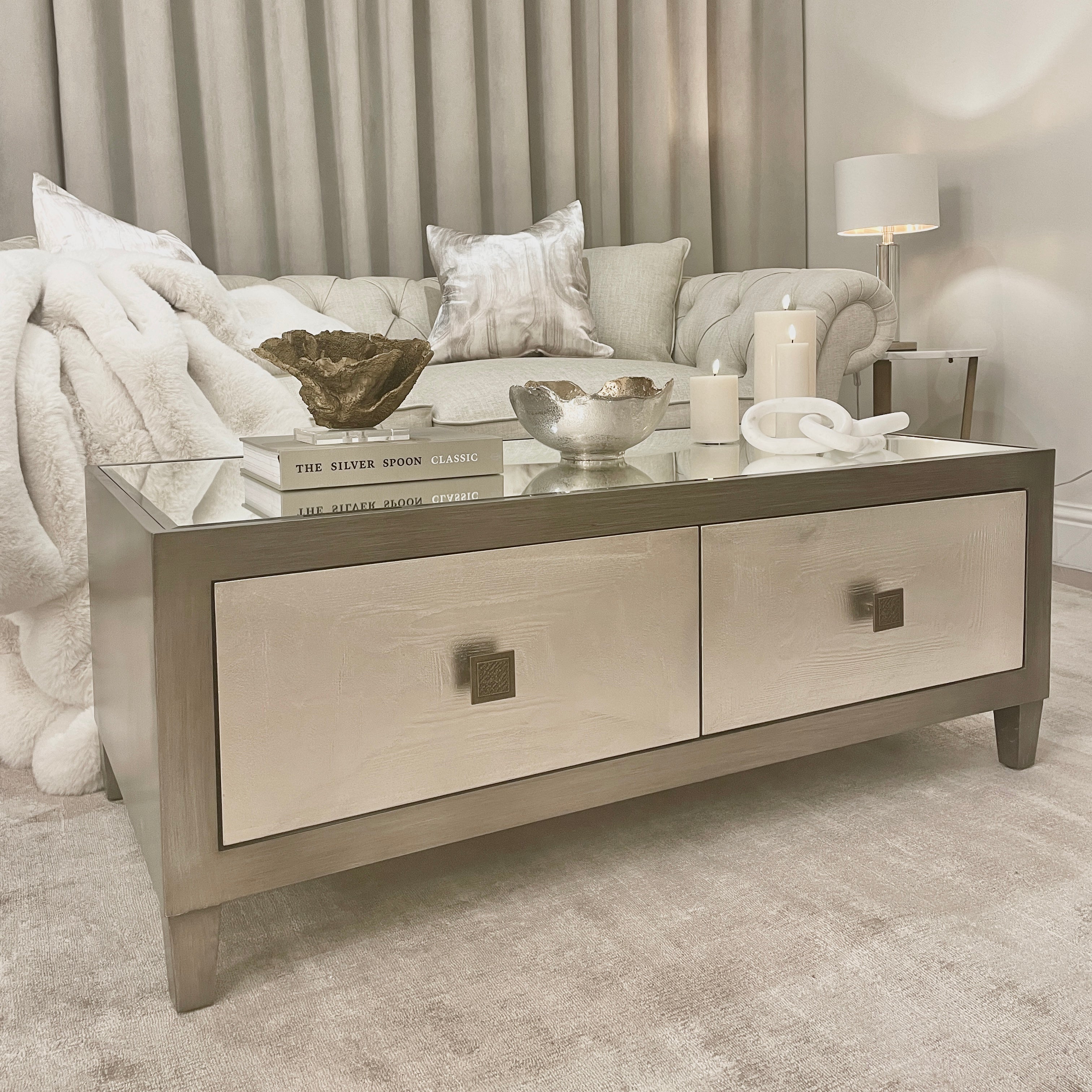 Lockett Premium Silver & Bronze Coffee Table Coffee Table