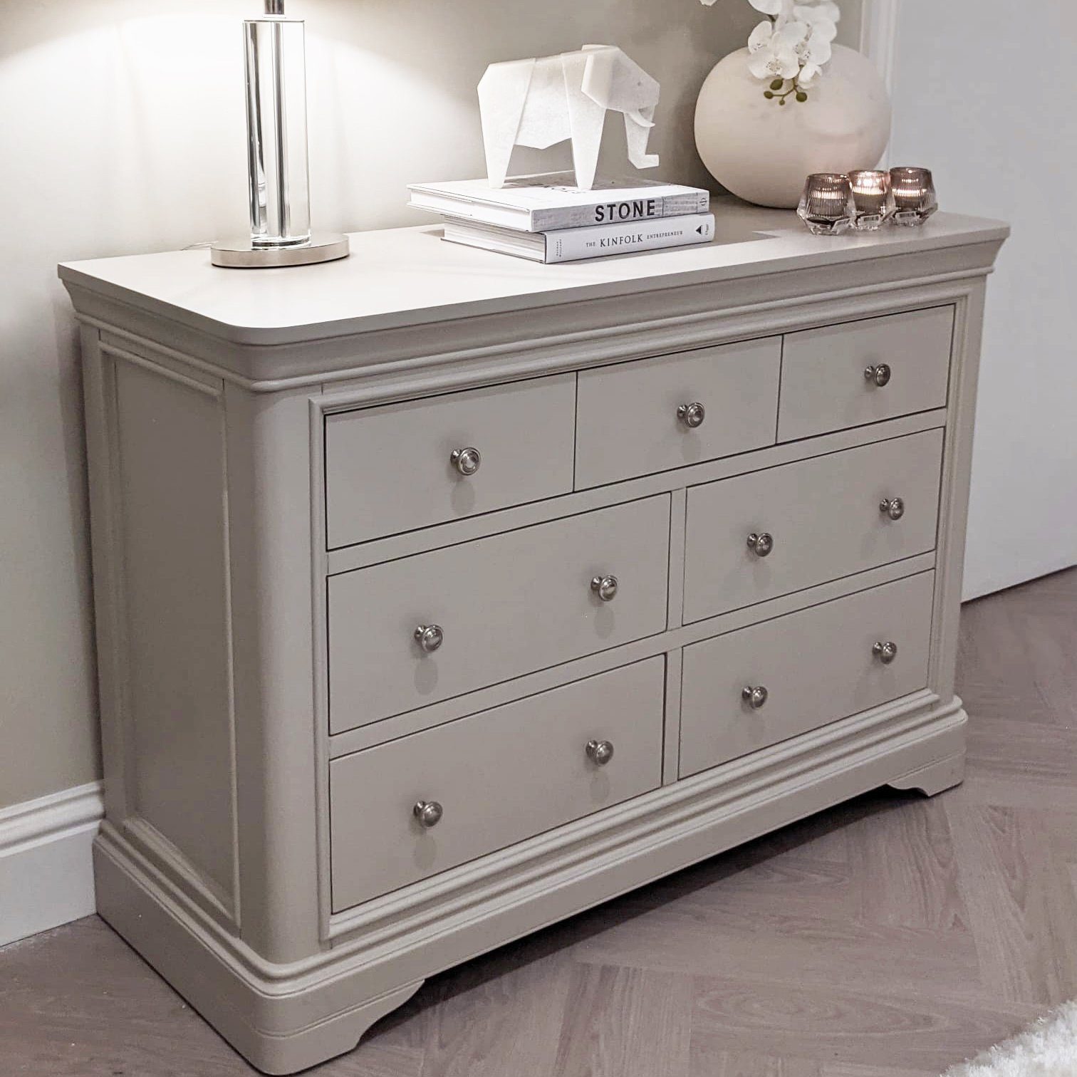 Louvre Taupe Wooden 7 Drawer Chest Furniture