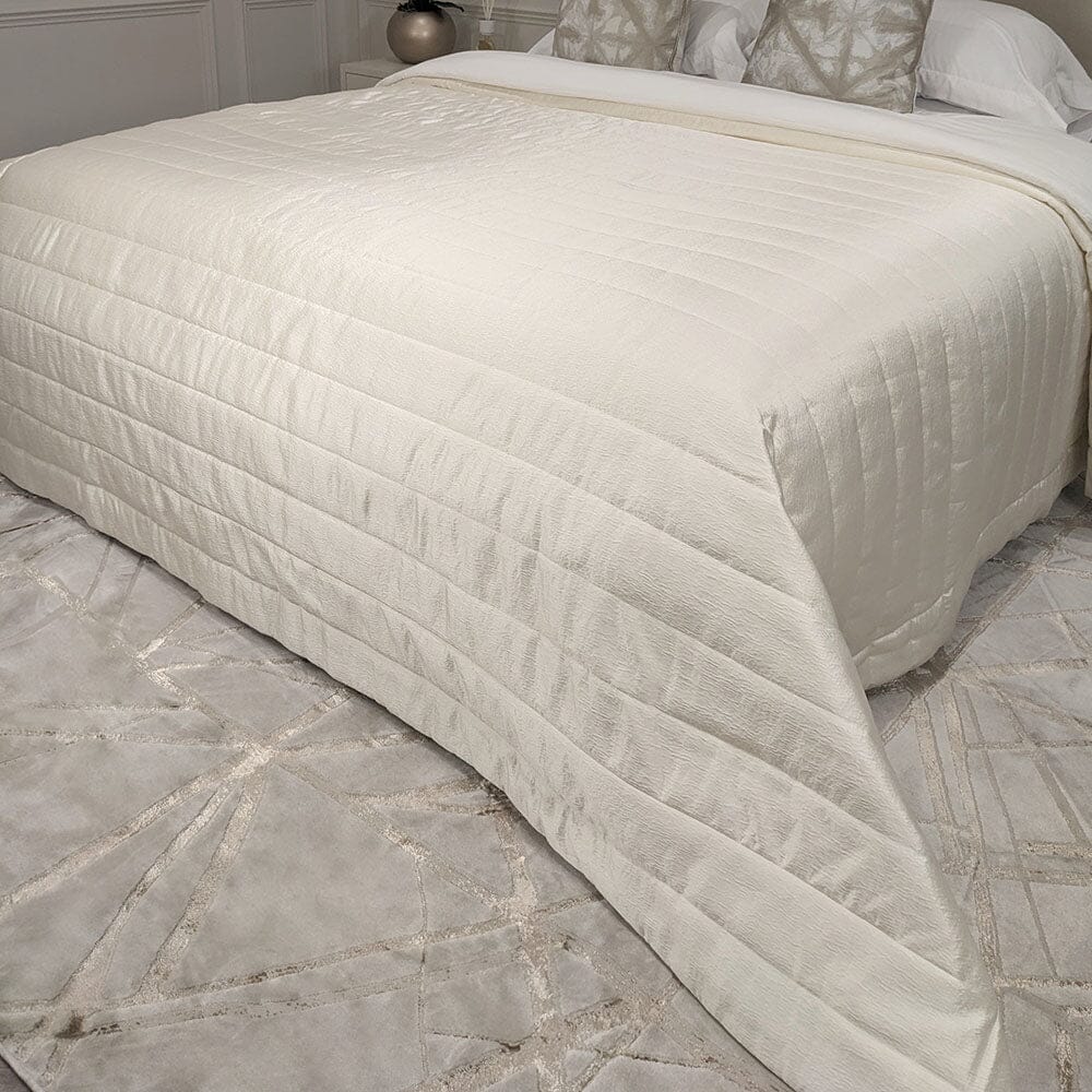 Lunar Oyster Luxury Textured Satin Bedspread Textiles