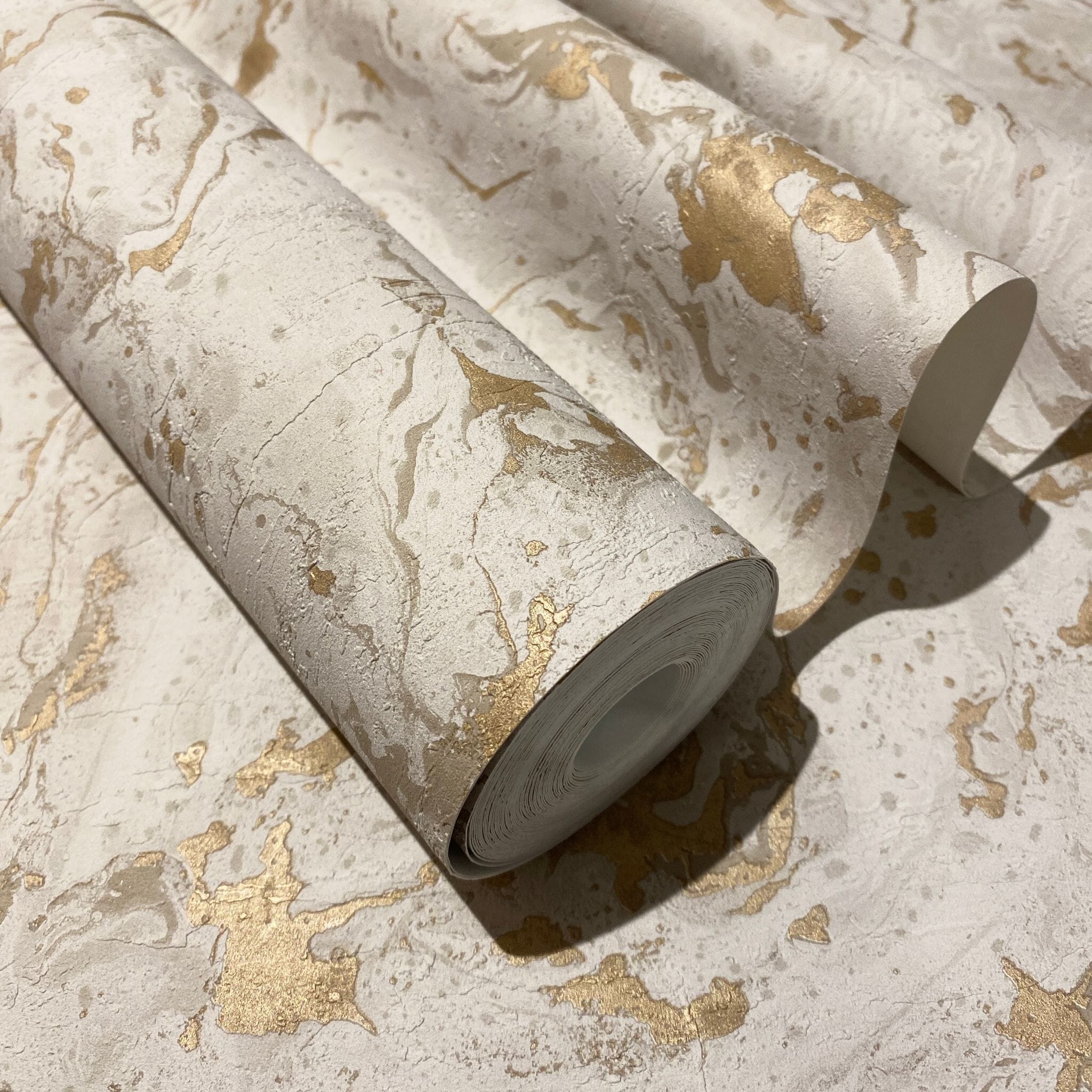 Maddox Neutral & Gold Marble Effect Wallpaper Sample Sample