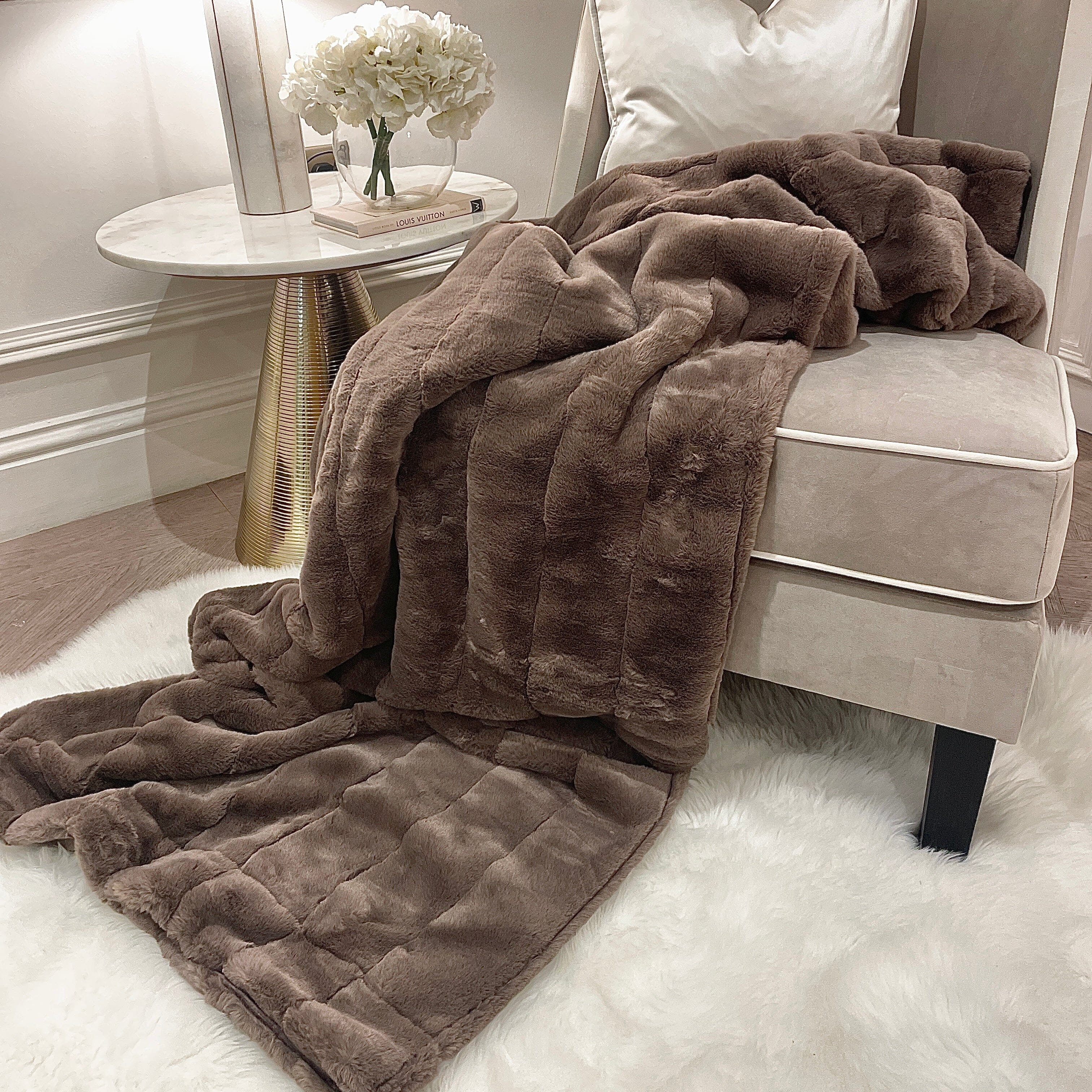 Marlowe Chestnut Faux Fur Throw Throw