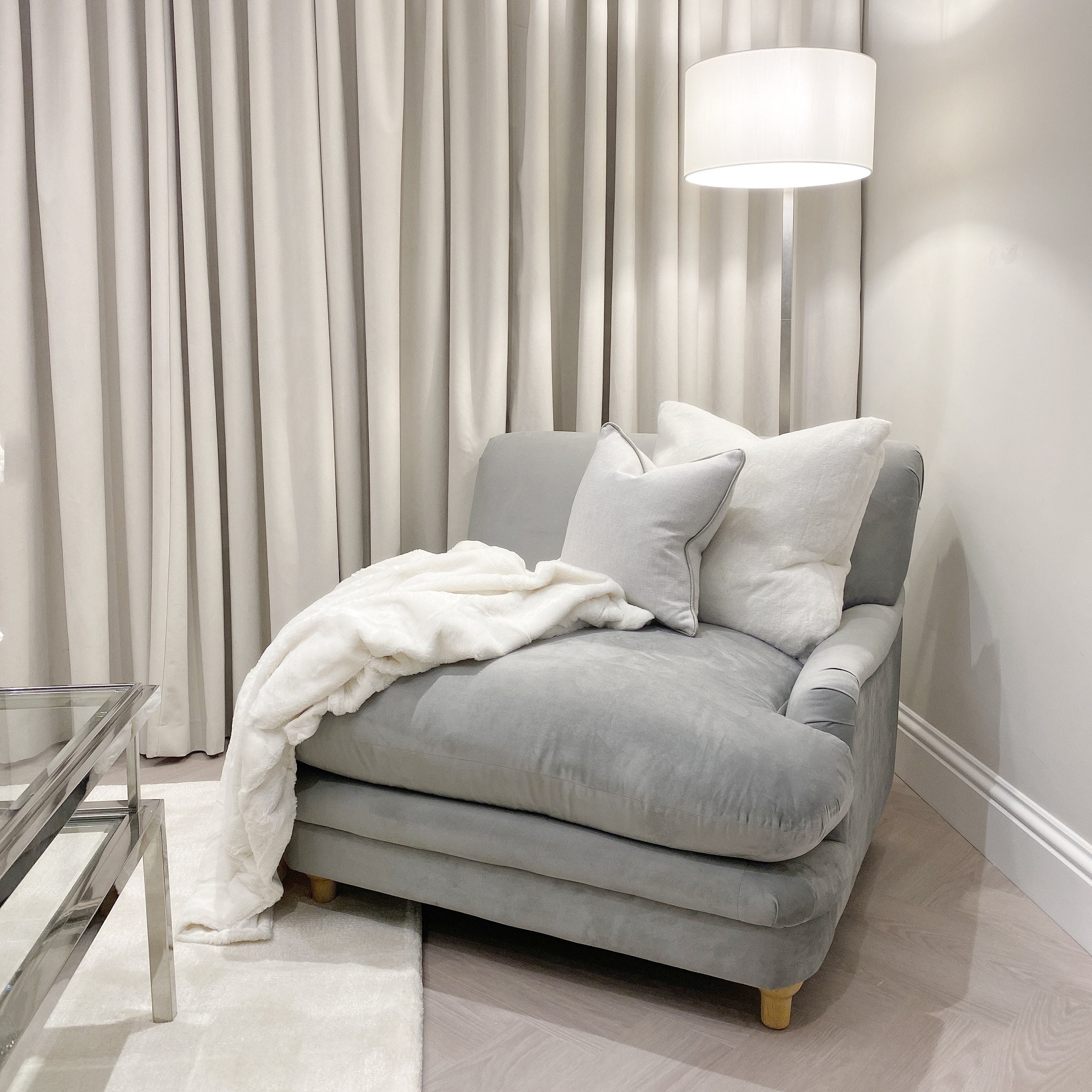 Marshmallow Grey Velvet Squashy Chair Chair
