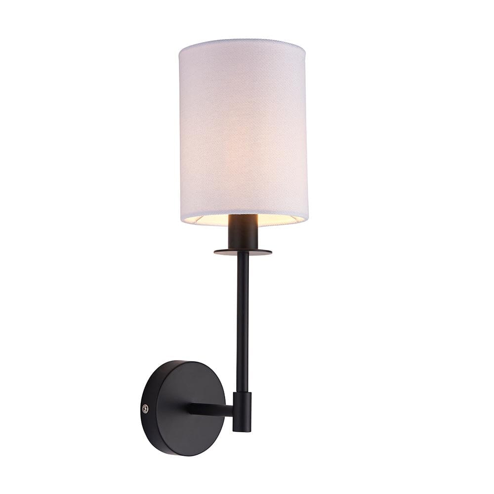 Matira Black Wall Light with White Shade