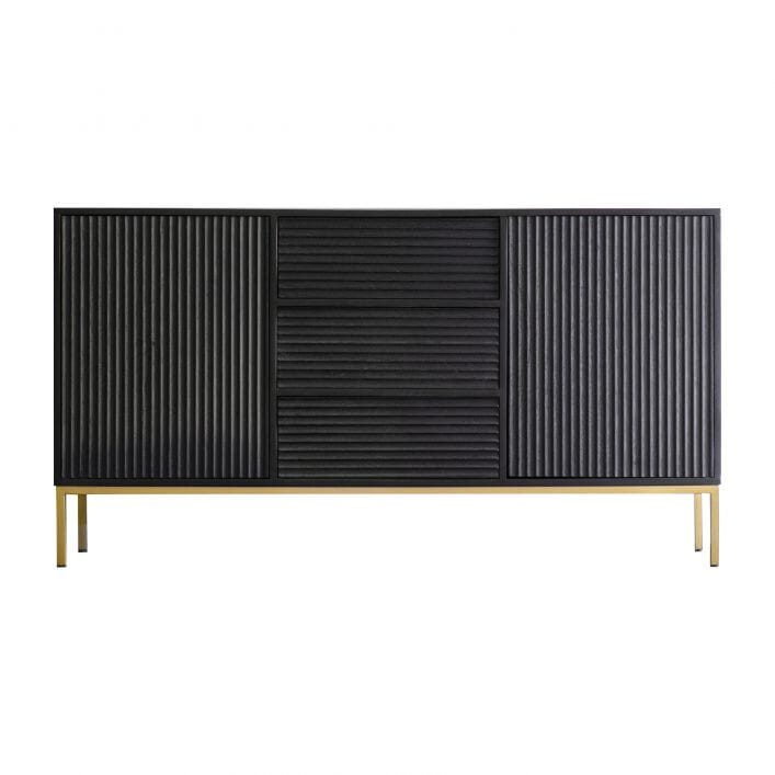 Mayfield Black & Gold Premium Rippled Sideboard Furniture