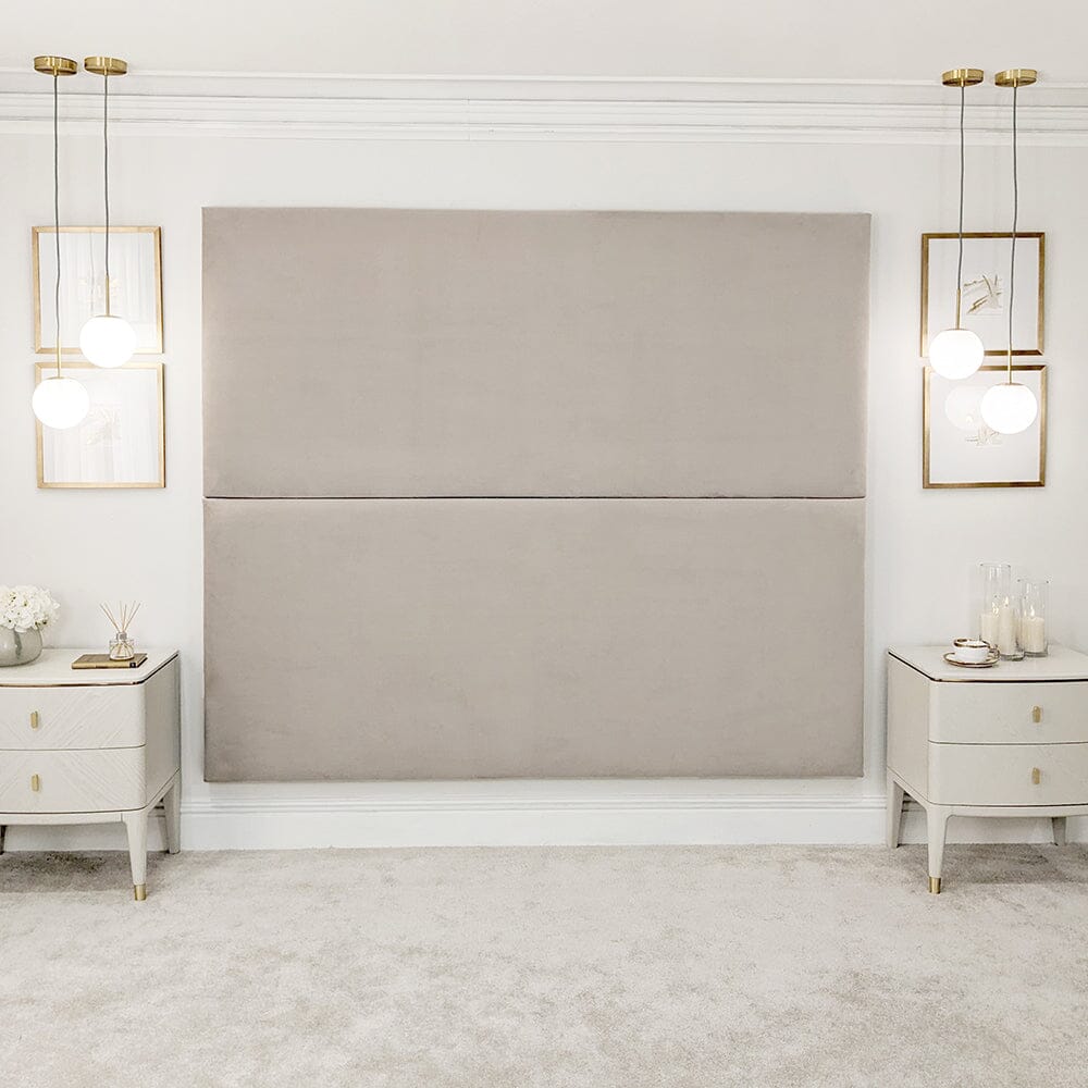 Mink Velvet Double Width Upholstered Headboard Wall Panel