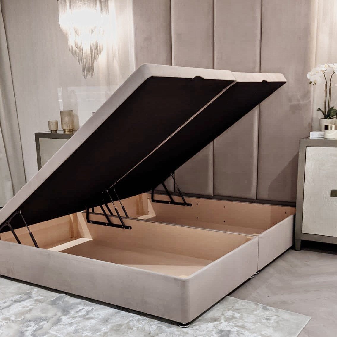 Mink Velvet Ottoman Divan Bed Base Bed