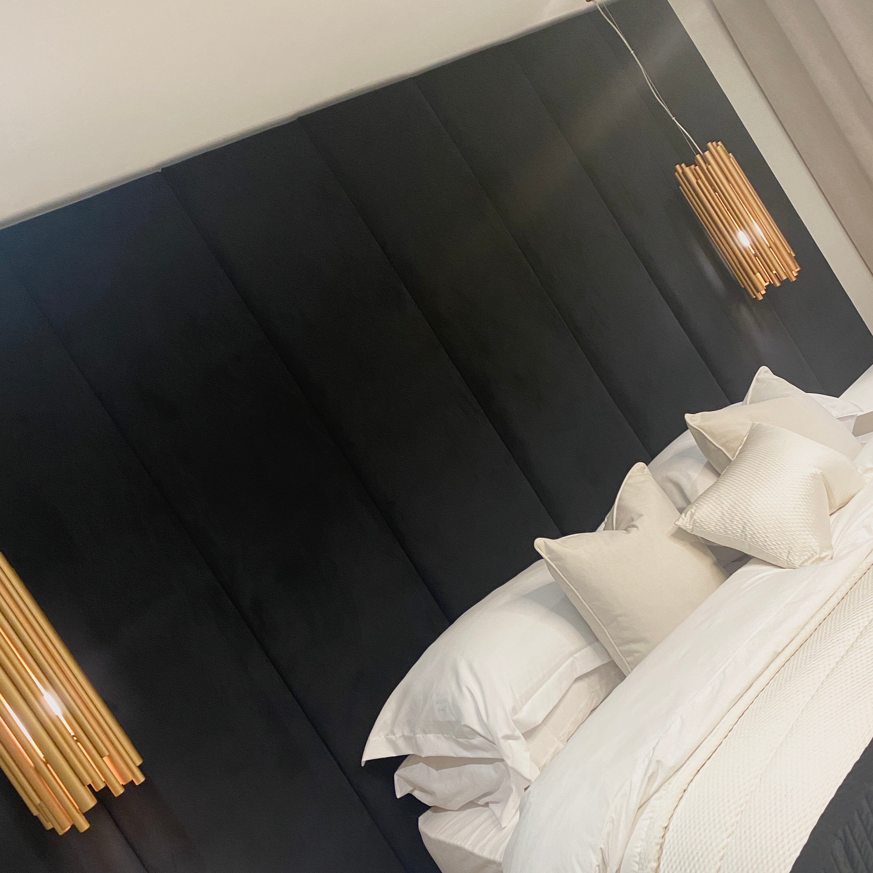 Noir Black Velvet Individual Wall Mounted Headboard Panel - 45cm Headboard