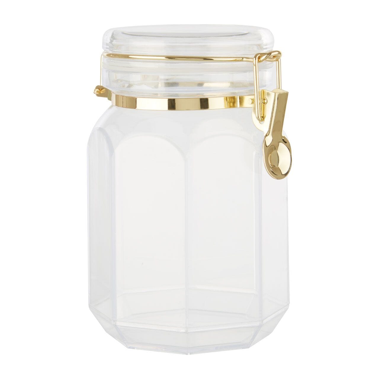 Pharaoh Large Gold Finish Octagonal Clear Acrylic Jar Kitchen