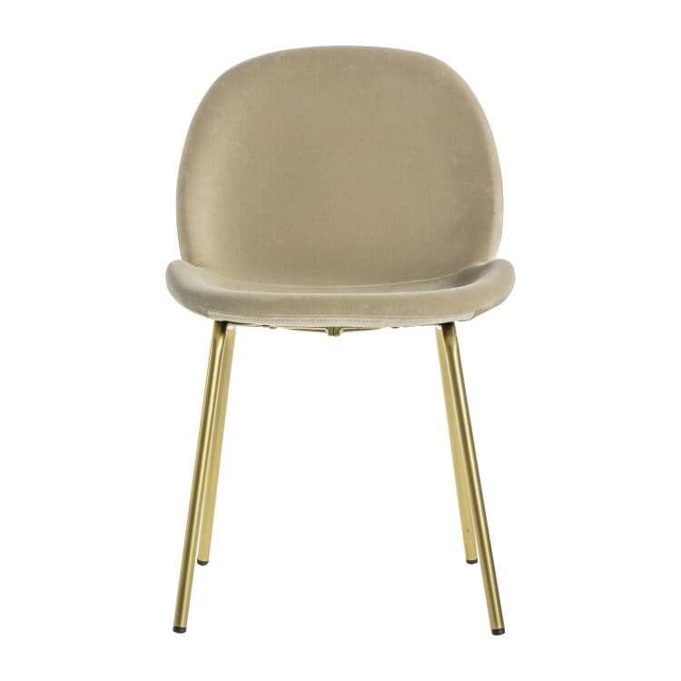 Pimlico Oatmeal Velvet and Gold Dining Chair - Set of 2 Chair