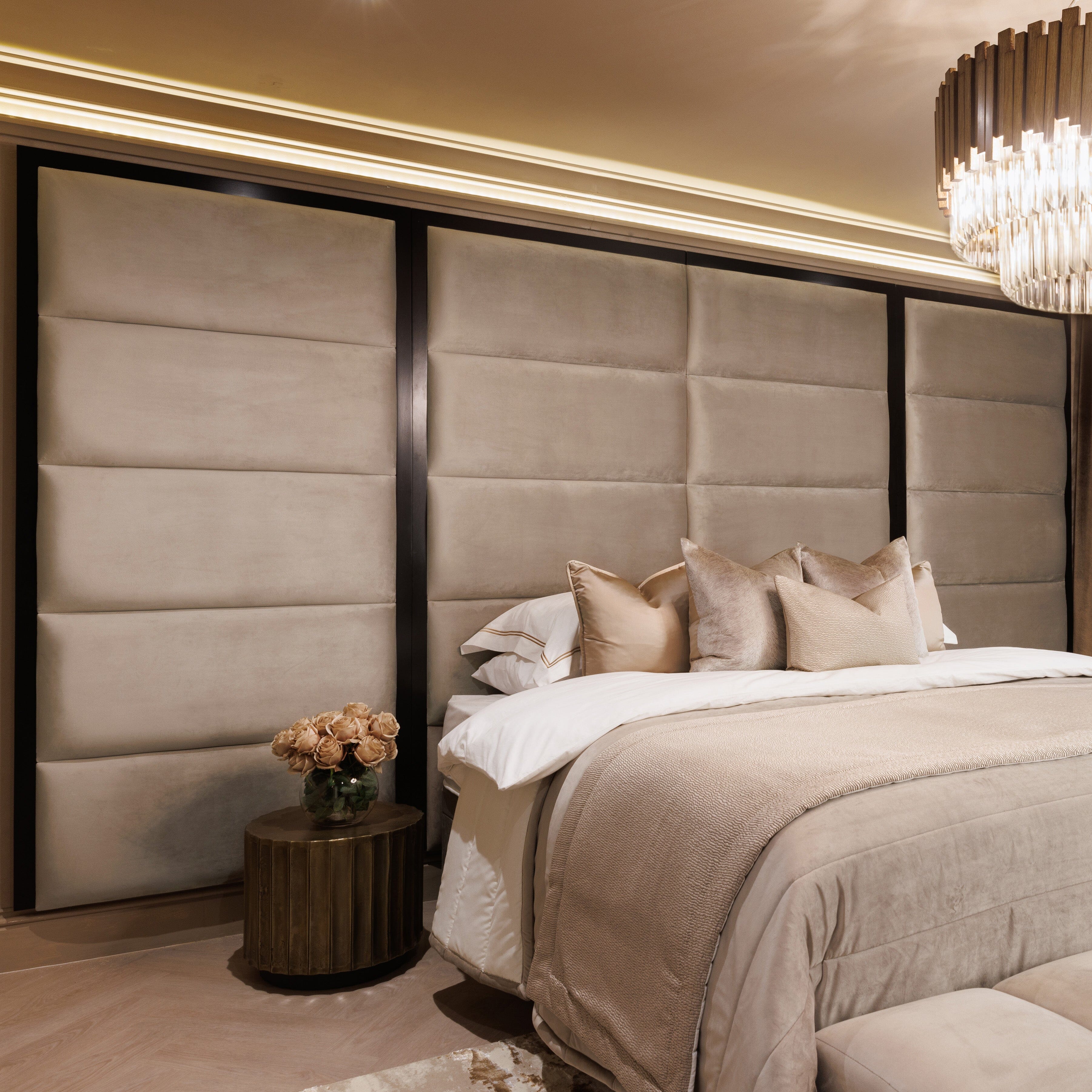 Praline Luxury Velvet Chocolate Box Headboard with Wings Made to Order Headboard