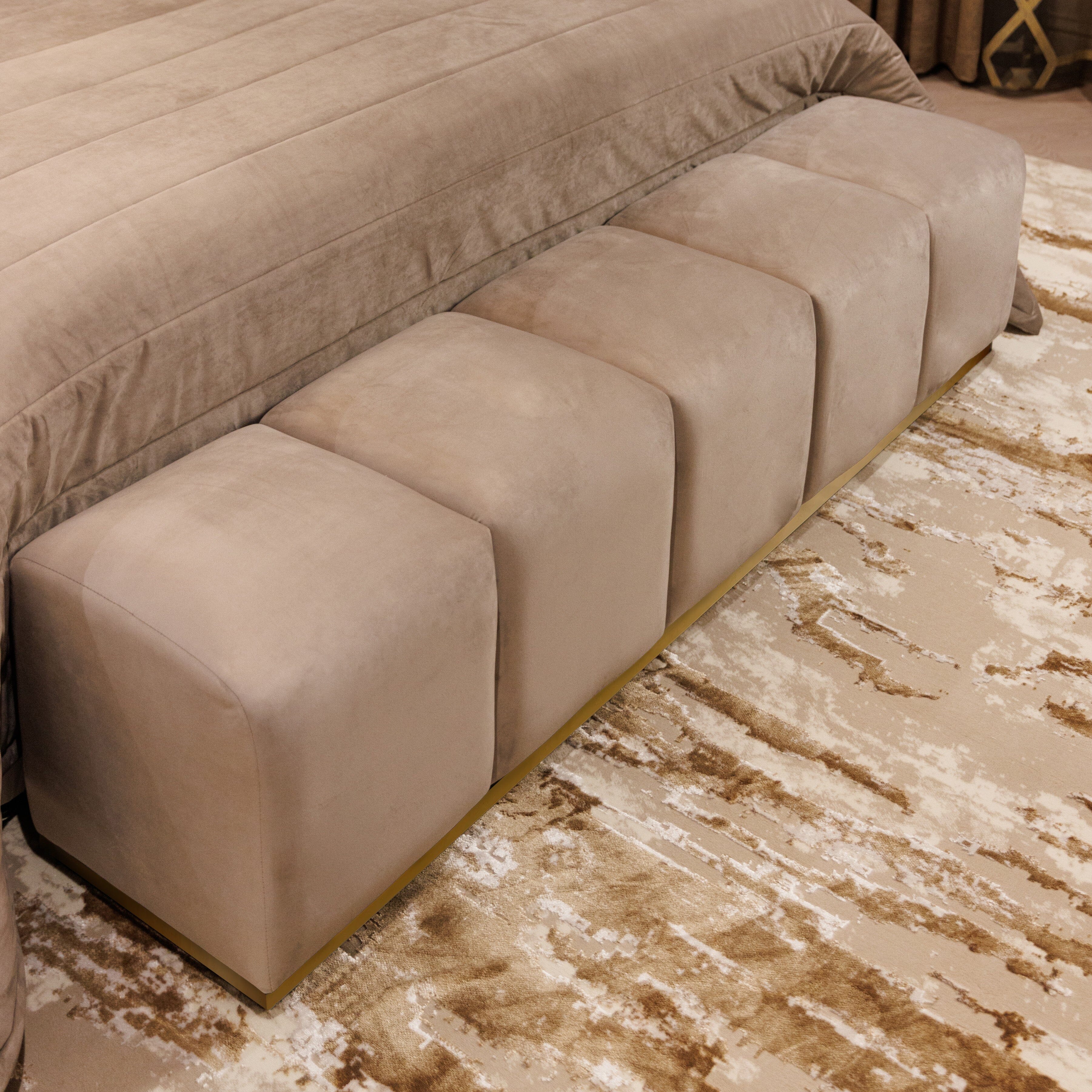 Praline Luxury Velvet & Gold Upholstered Bench Made to Order Bench