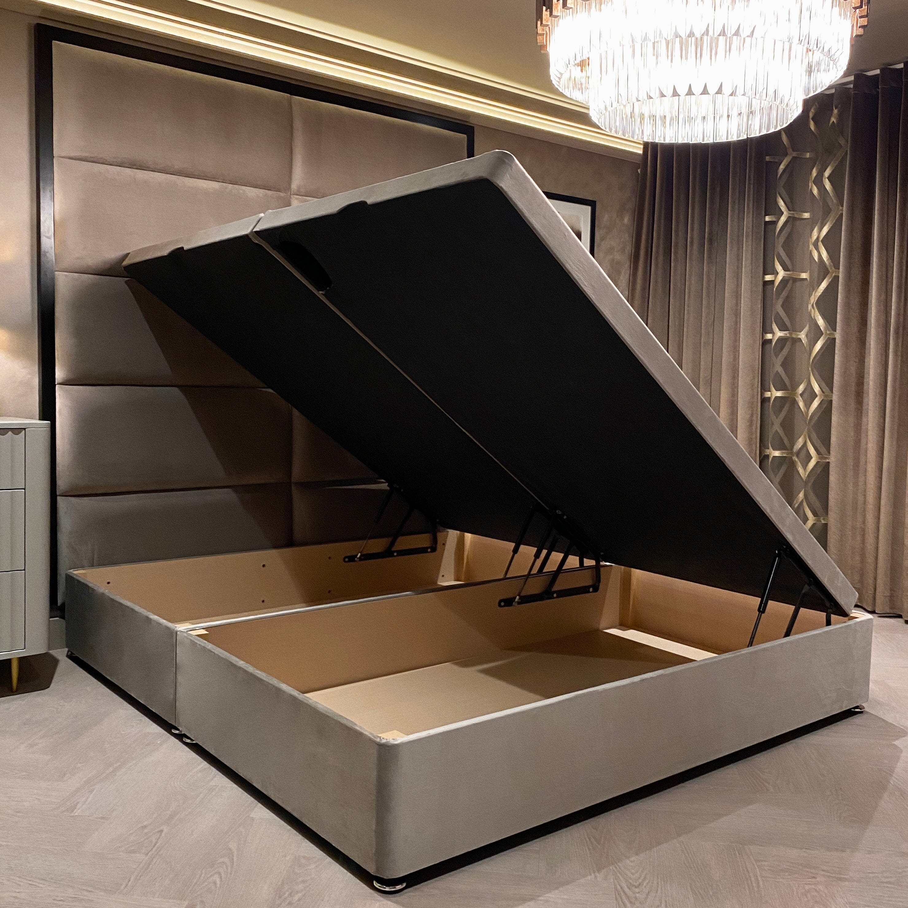 Praline Luxury Velvet Ottoman Divan Bed Base Bed
