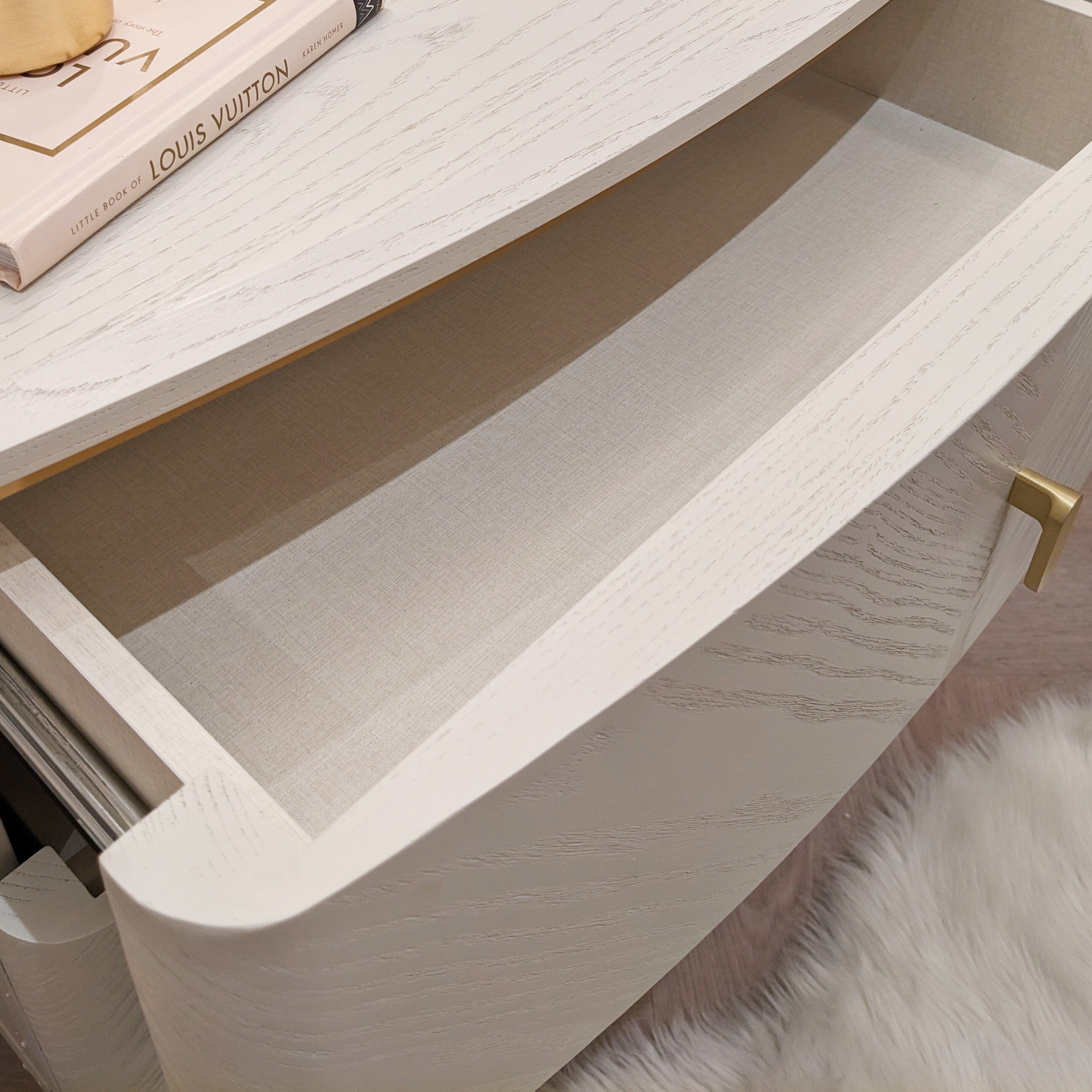 Putney Ivory & Gold 2 Drawer Bedside Table End and Side Table