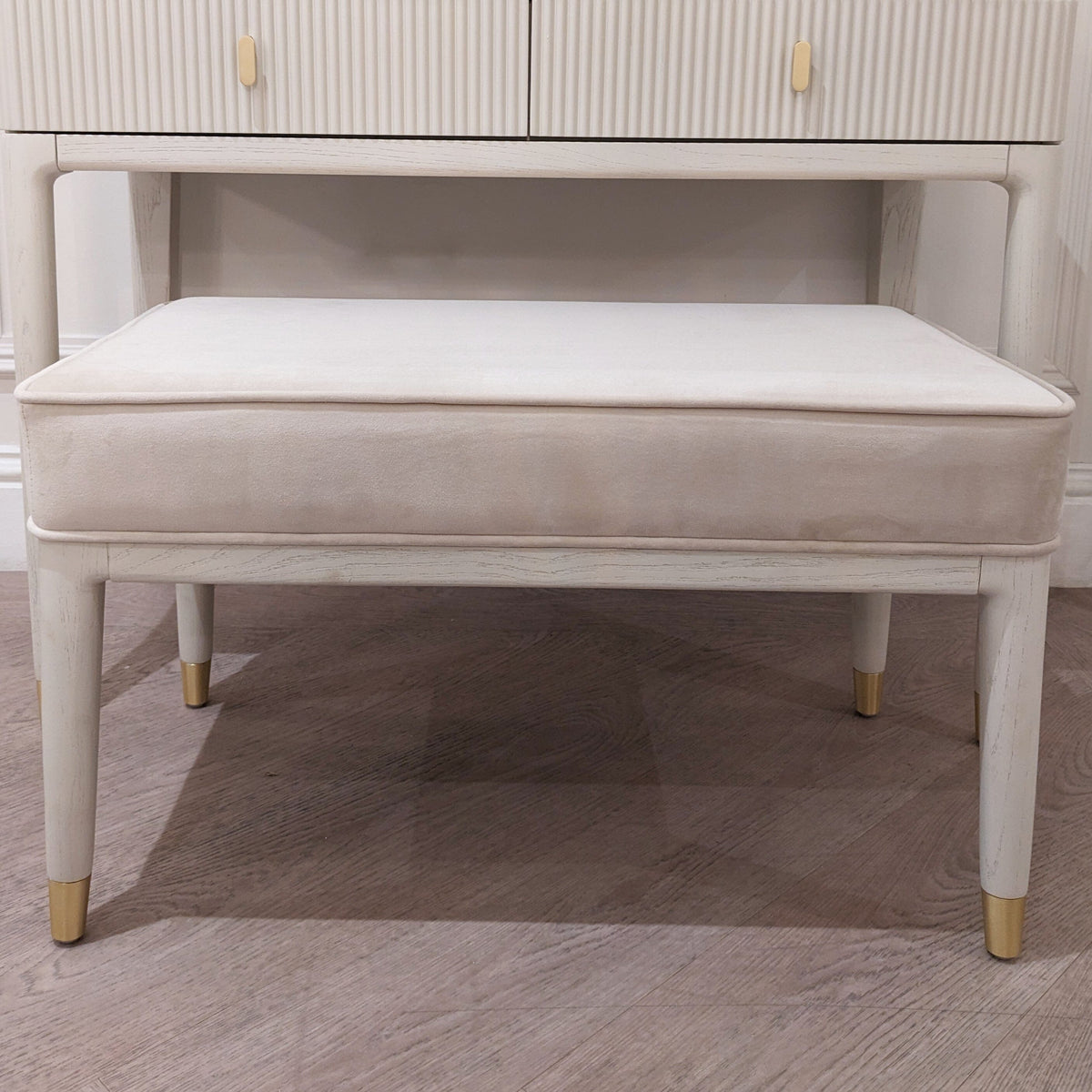 Putney Ivory & Gold Stool Bench