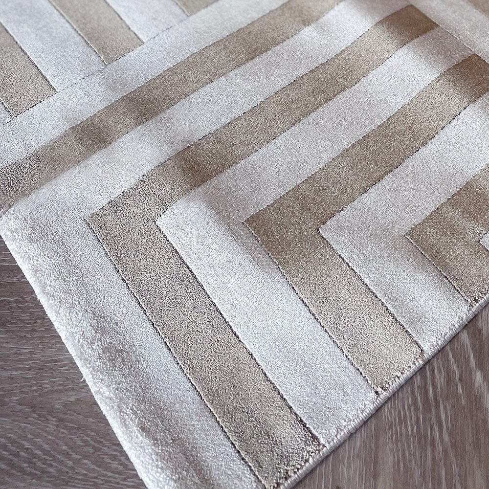 Rosetta Ivory & Gold Geometric Patterned Rug Textiles