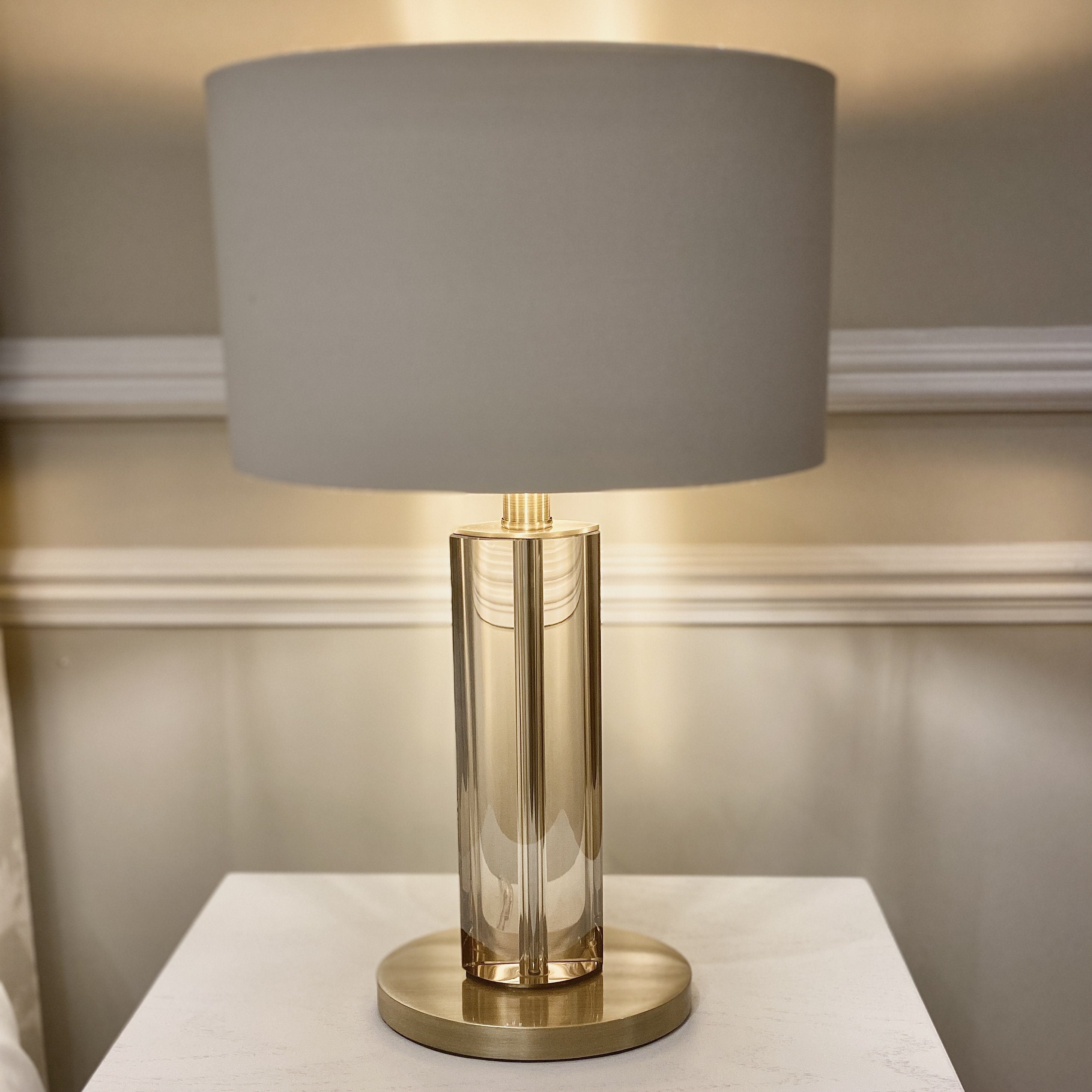 RV Astley Lisle Medium Solid Glass & Gold Table Lamp Lighting