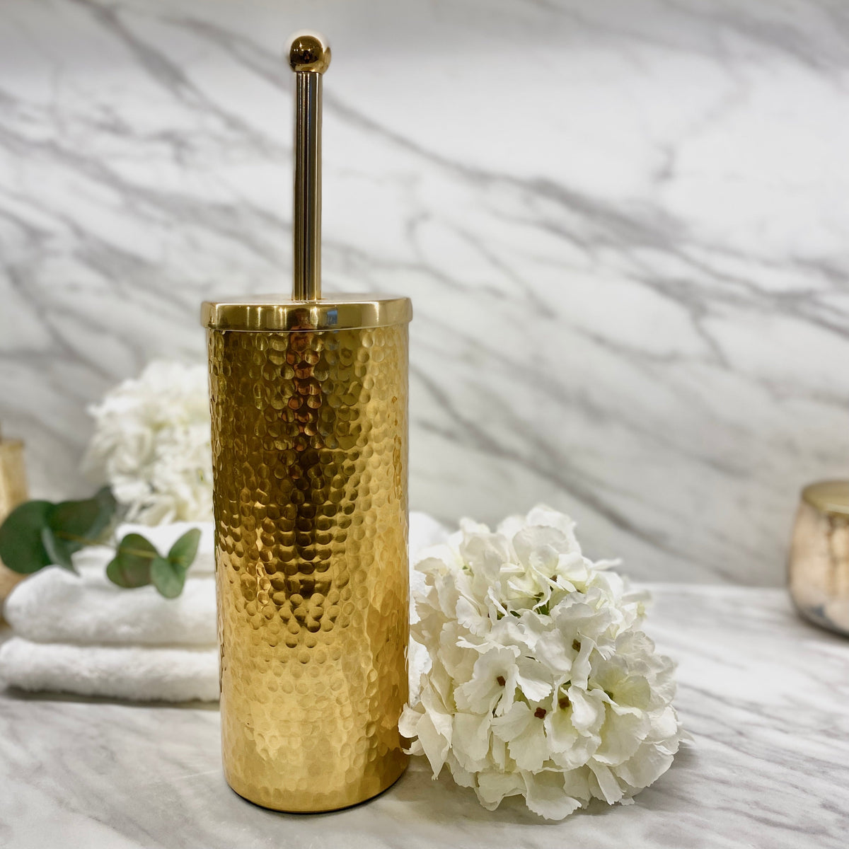 Sierra Hammered Gold Finish Toilet Brush Bathroom