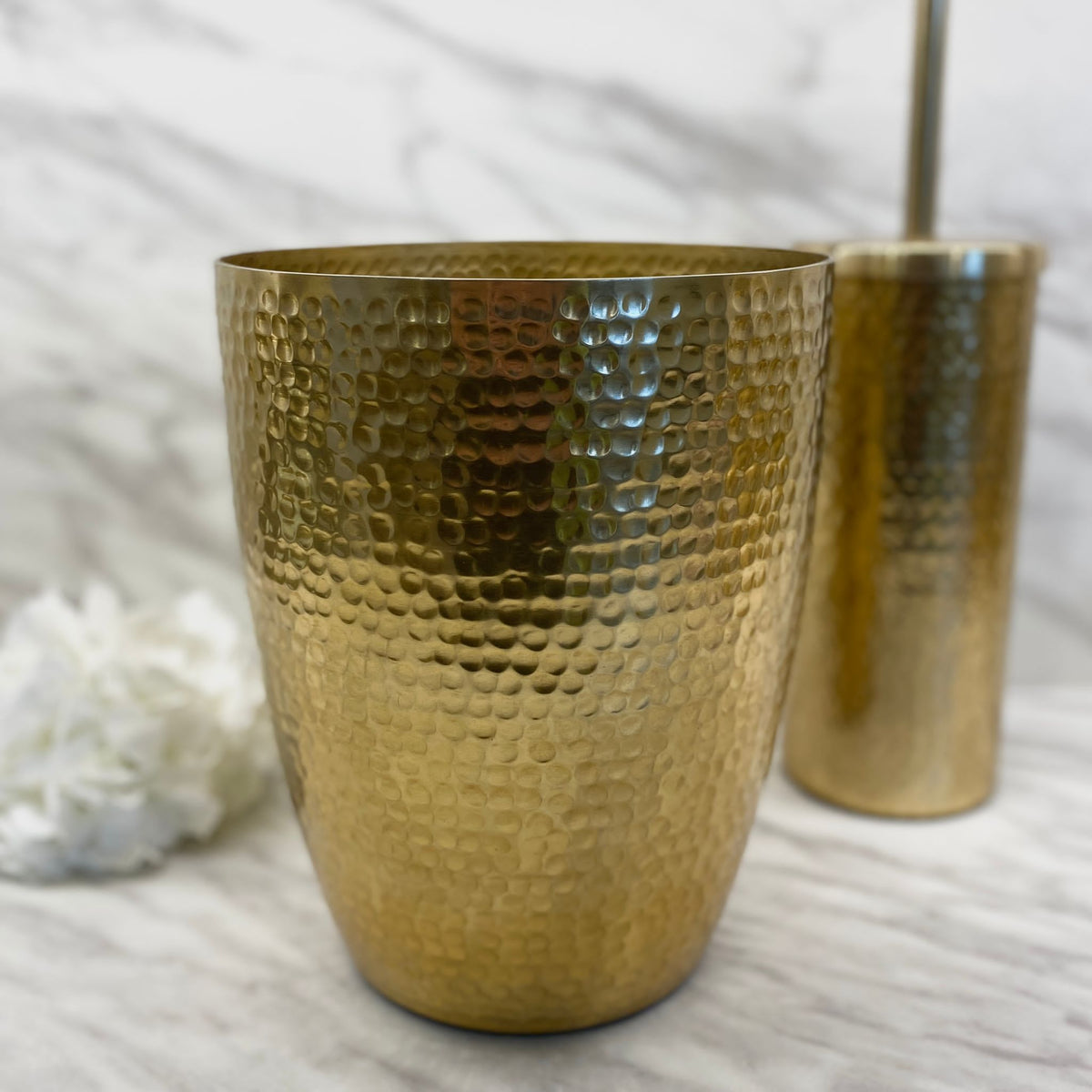 Sierra Hammered Gold Finish Waste Bin Bathroom